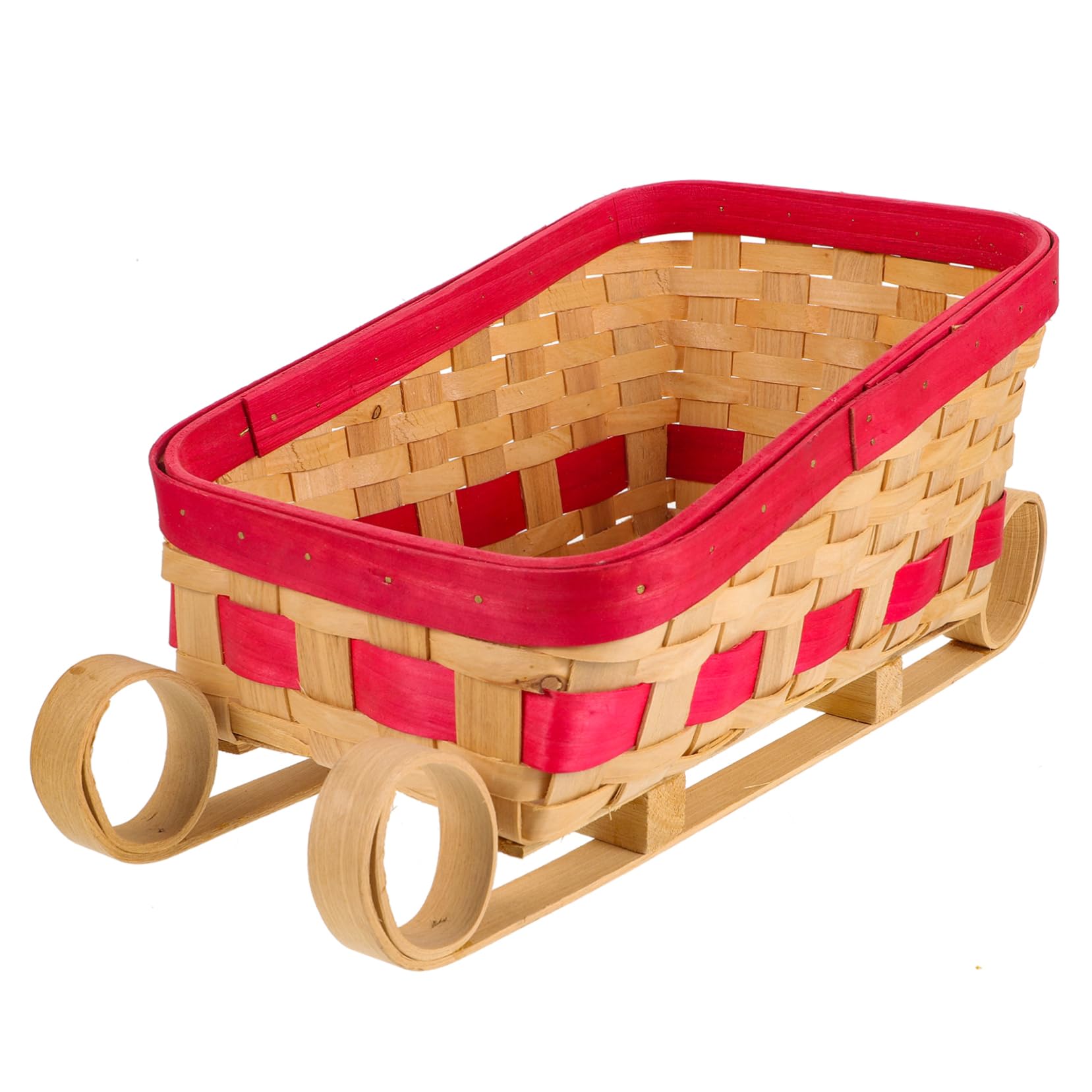 PRETYZOOM 2St Festival- Schlittenverzierung Weihnachtsaccessoires Schnee weihnachtsbasteln weihnachts basteln Weihnachtsschmuck weihnachtliche Wohnkultur Bambus weben rot