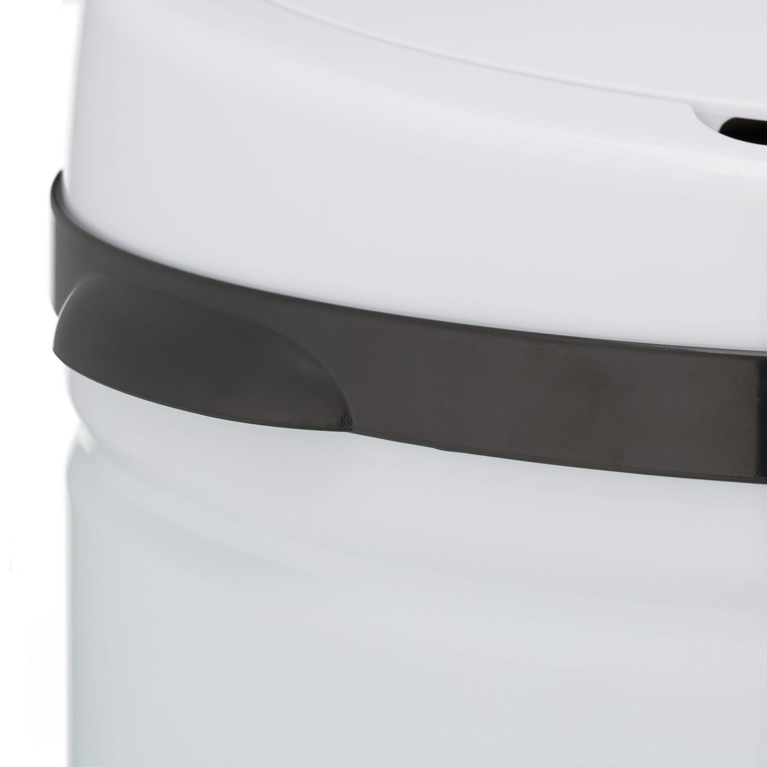 Relaxdays Cubo de Basura, 50L, Redondo, Tapa eléctrica, Sensor de Movimiento, Grande, Acero Inoxidable, 80x30 cm, Blanco