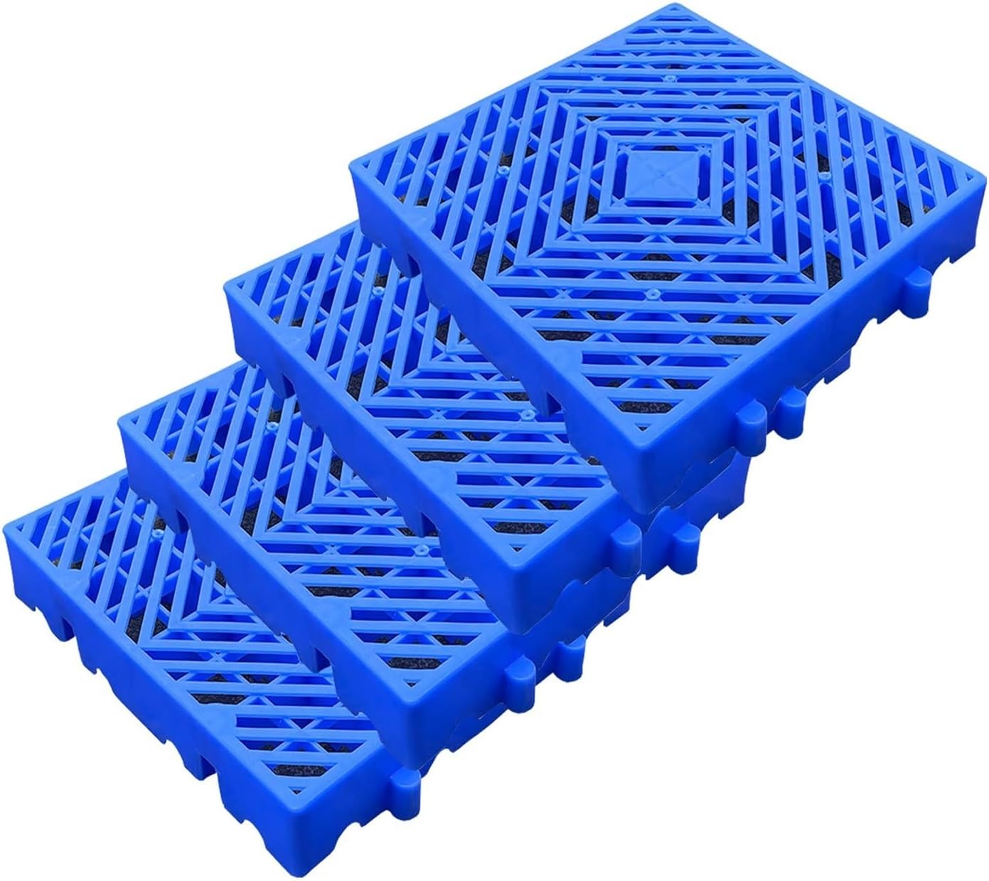 Waterproof Lightweight Plastic Pallets for Storage Grid Pad Nestable Floor Pallets with Breathable Grids Racks Ideal for Garage Supermarket and Basement Storage Easy to Install (4ps 30x30x2.