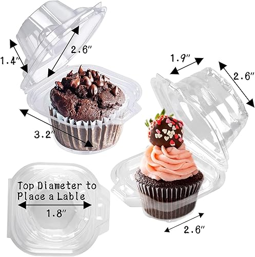 Miniatura 3 de Paquete de 25 recipientes individuales para cupcakes, cajas de plástico para cupcakes, soportes apilables para cupcakes