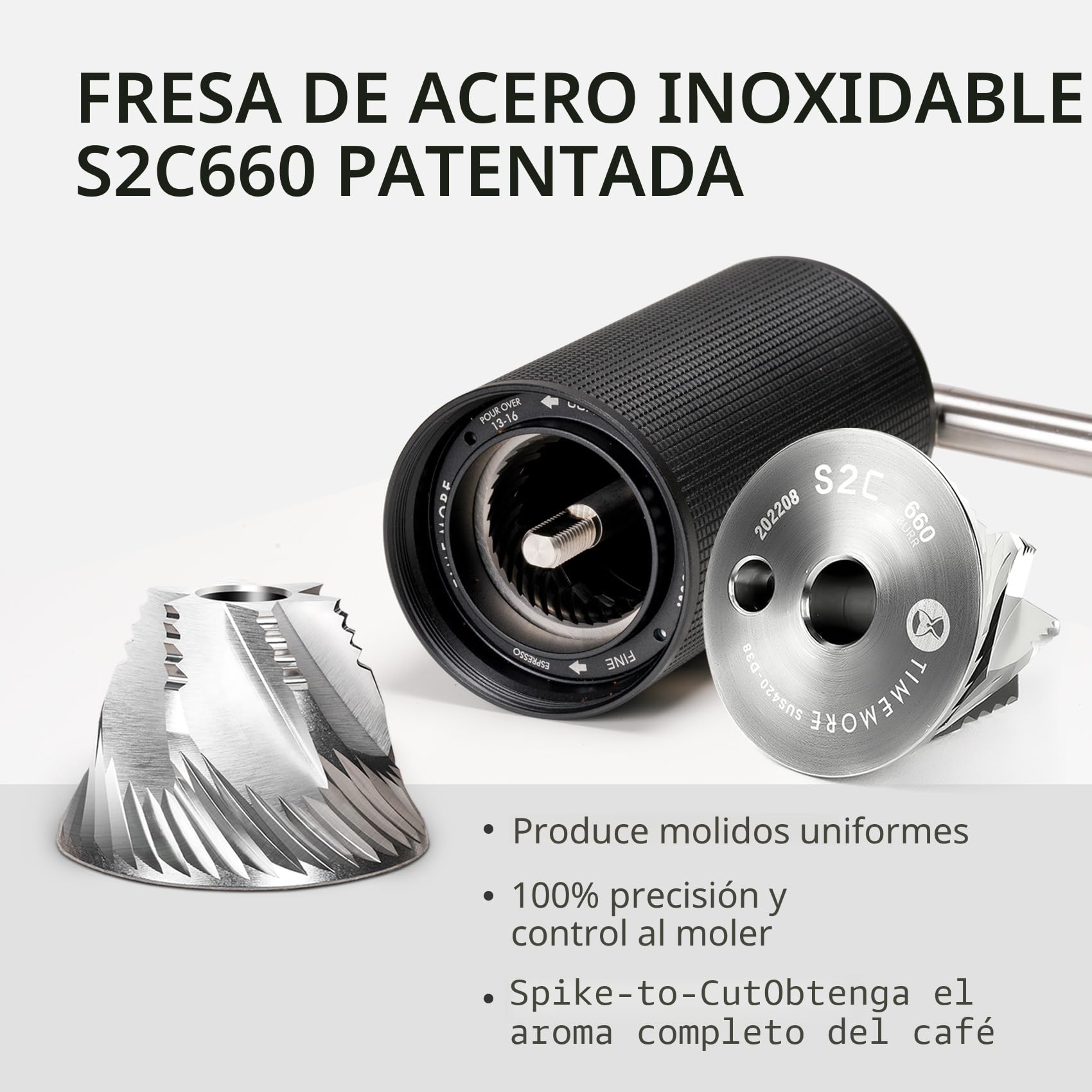 TIMEMORE Chestnut C3S Pro - Molinillo de café manual con ajuste preciso del grado de molienda, acero inoxidable y mecanismo cónico, mango plegable, recipiente para granos de 25 g, color negro