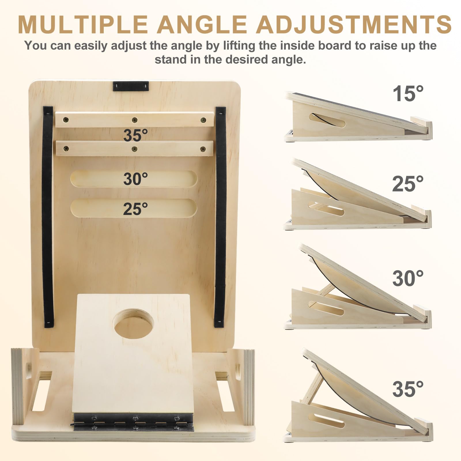 Qingning 2 en 1 Tabla de Equilibrio & Tabla Inclinada,Ajustable Profesional | Tabla de Ejercicios de Madera Fitness para Estiramientos de Pantorrillas, Tobillos, Piernas y Sentadillas
