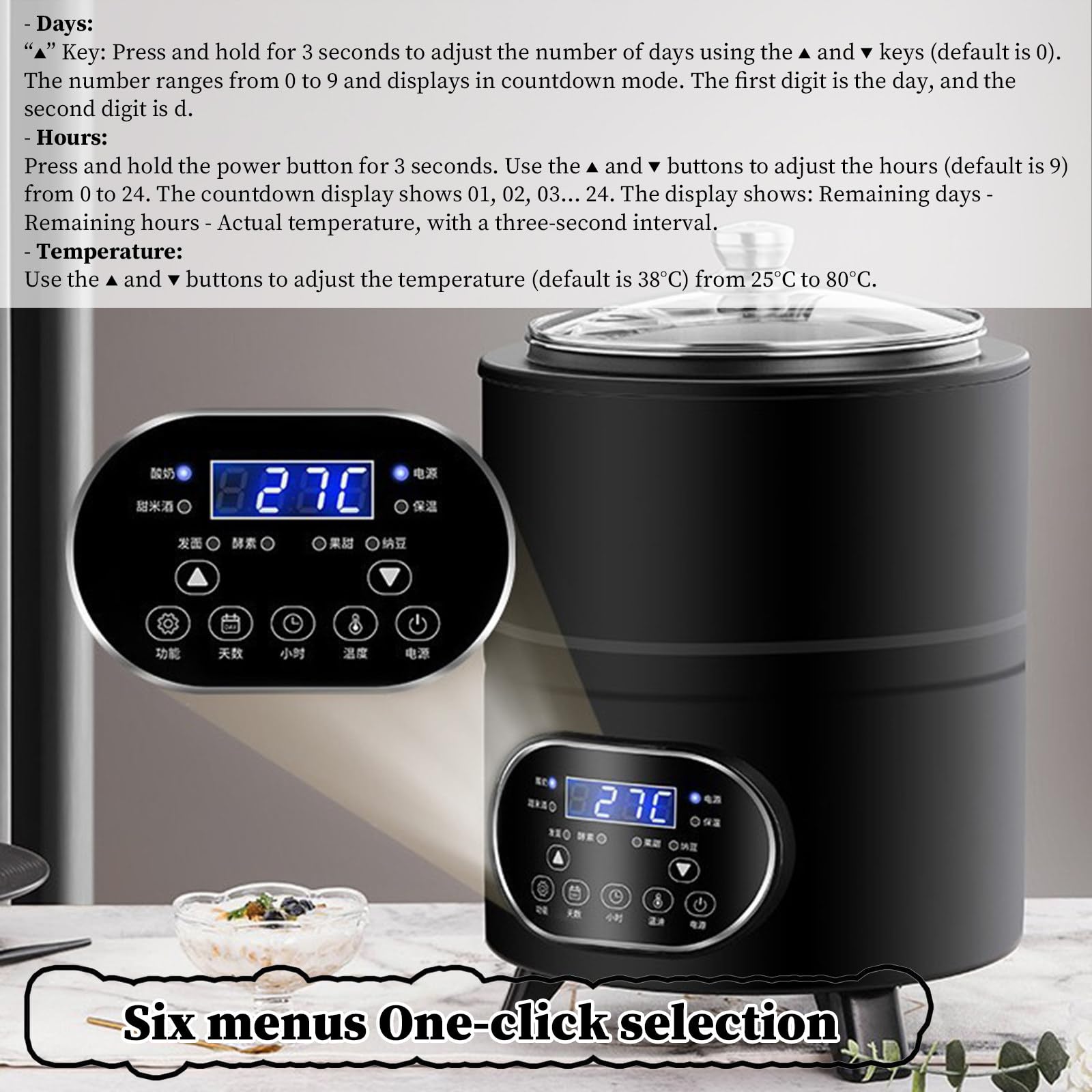Yogurt Maker commerciale 12L con controllo del tempo e della temperatura, pannello touch, per yogurt, pasta madre, macedonia e altro