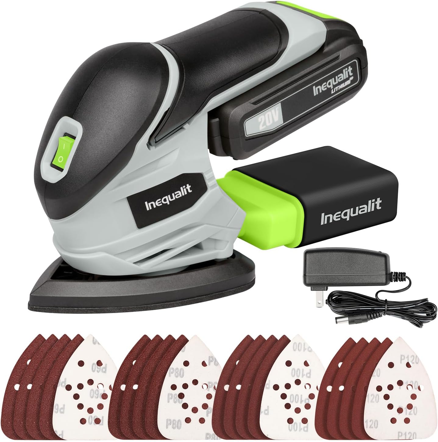 Cordless Detail Sander, Electric Sander with 12000 RPM 20V 1.3Ah, Including 20Pcs Sandpapers and Dust Collection System for Precise Sanding in Tight Spaces, Battery and Charger Bundled