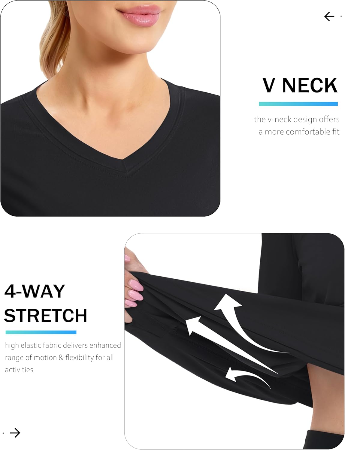 TACVASEN Women's Long Sleeve V Neck Tops Lightweight Quick Dry UPF 50+ Sun Protection Workout Hiking Running Shirts - Image 4