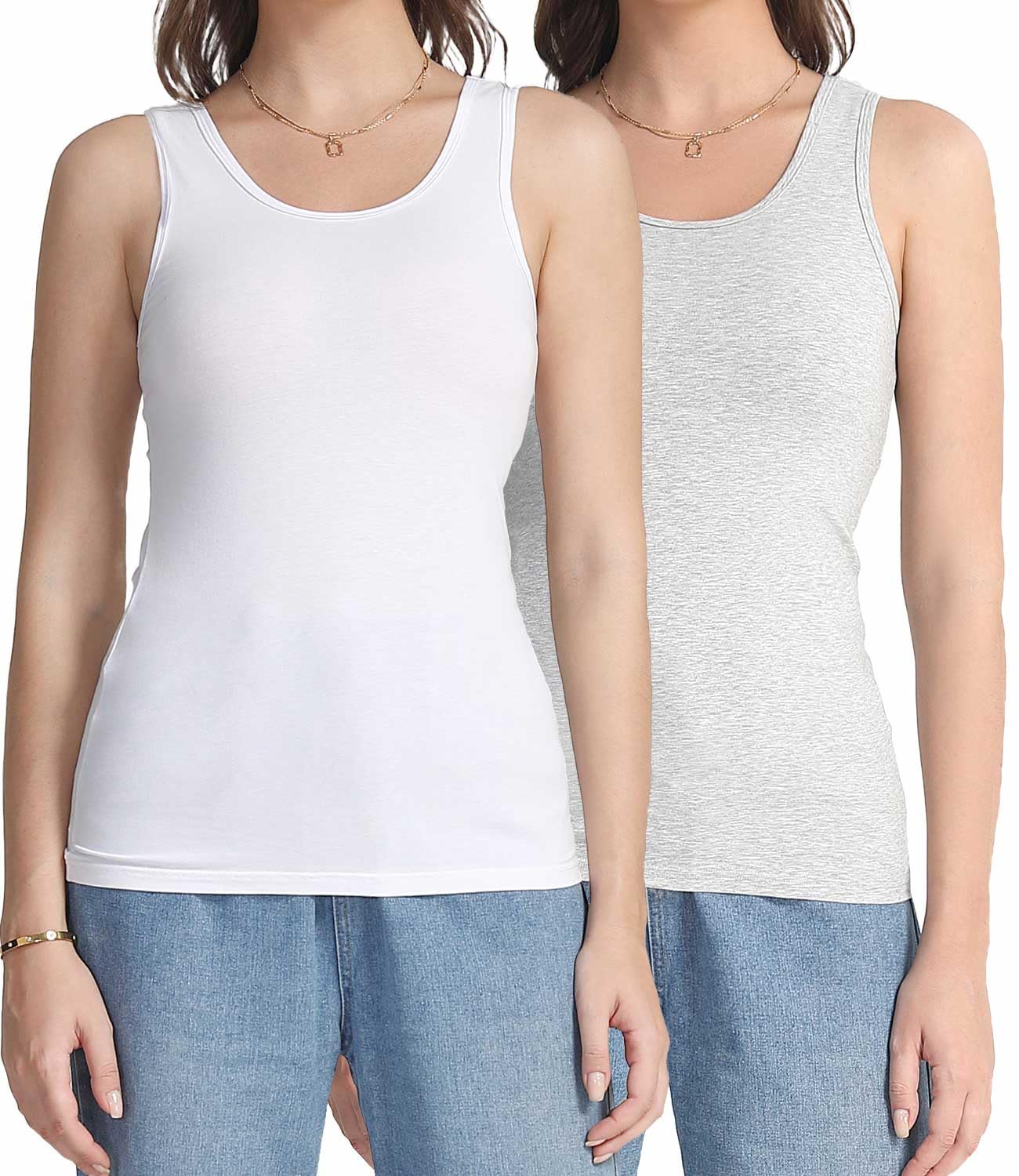 wirarpa Women's Tank Tops Cotton Undershirts Comfy Camis Base Layer 2-Pack