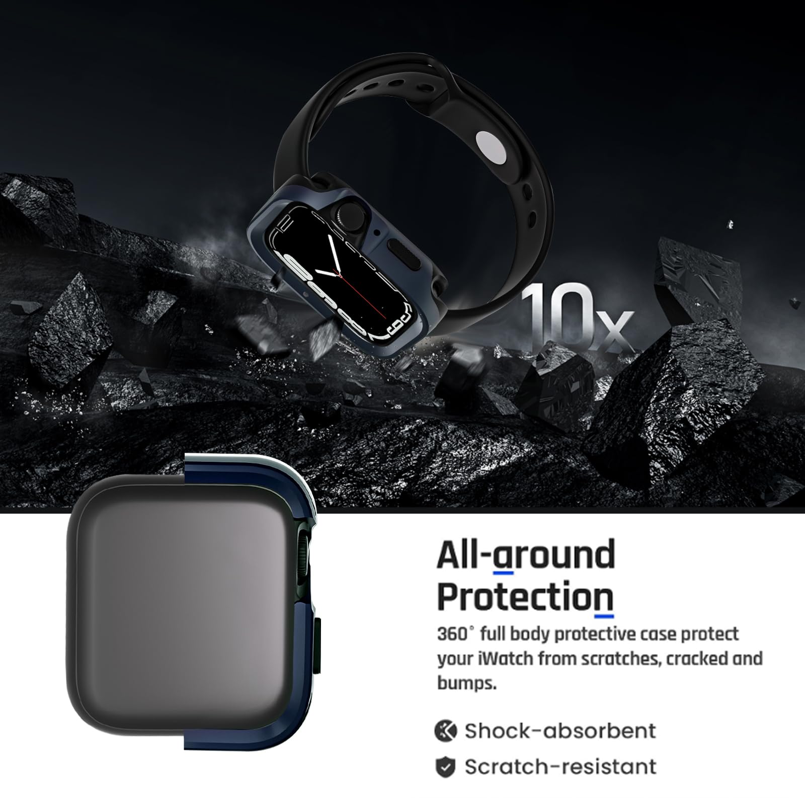 Kompatibel mit Apple Watch Hülle, 40 mm, Serie 6, SE, 5, 4, stoßfest, ultradünn, harte Polycarbonat-Stoßfängerhülle, Rundum-Rand, Schutzrahmen [keine Displayschutzfolie] für iWatch-Zubehör