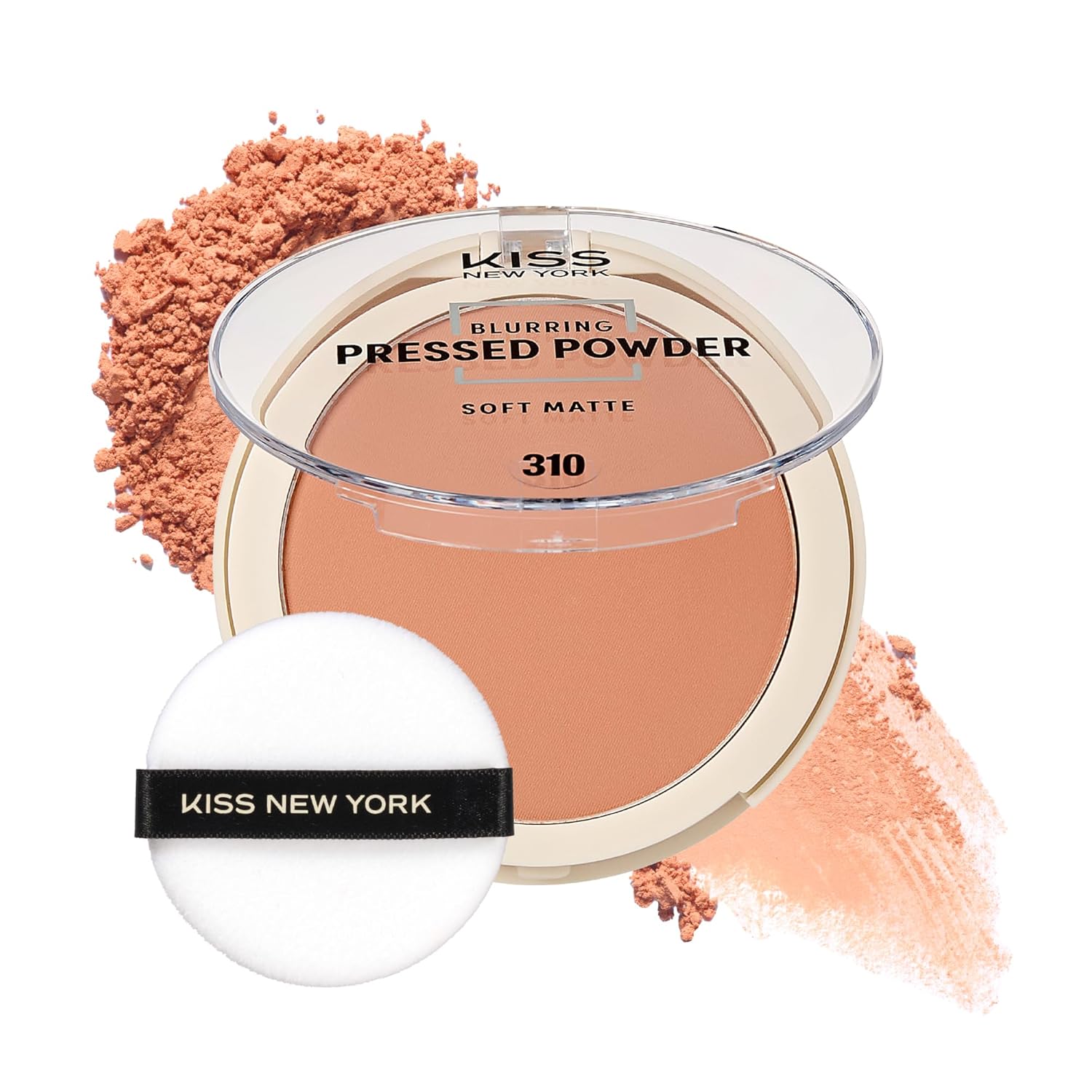 Kiss New York Soft Matte Pressed Powder, Blurring Poreless Face Powder Makeup, Medium Coverage Setting Powder Infused with Salicylic Acid & Niacinamide, Clean Beauty (Sun Beige, 0.28 Ounce)