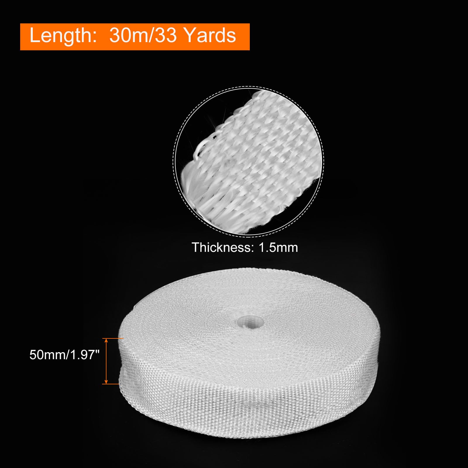 QUARKZMAN 1pz Nastro in Tessuto di Fibre di Vetro 30m(33 Iarde) x50mmx1,5mm in Vetroresina E Nastro in Tessuto Fibre Vetro Rete Tessuto Fibre Vetro Isolante per Rinforzo Riparazione