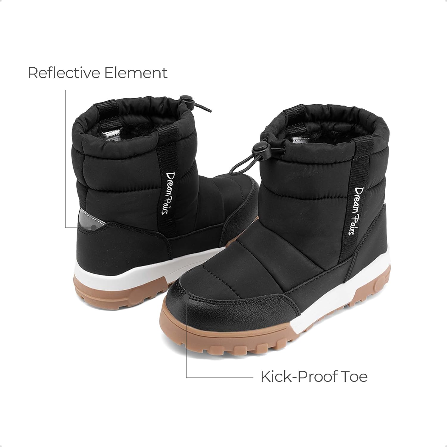 DREAM PAIRS Boys Girls Winter Snow Boots Slip Resistant Outdoor Cold Weather Boots with Faux Fur Lining