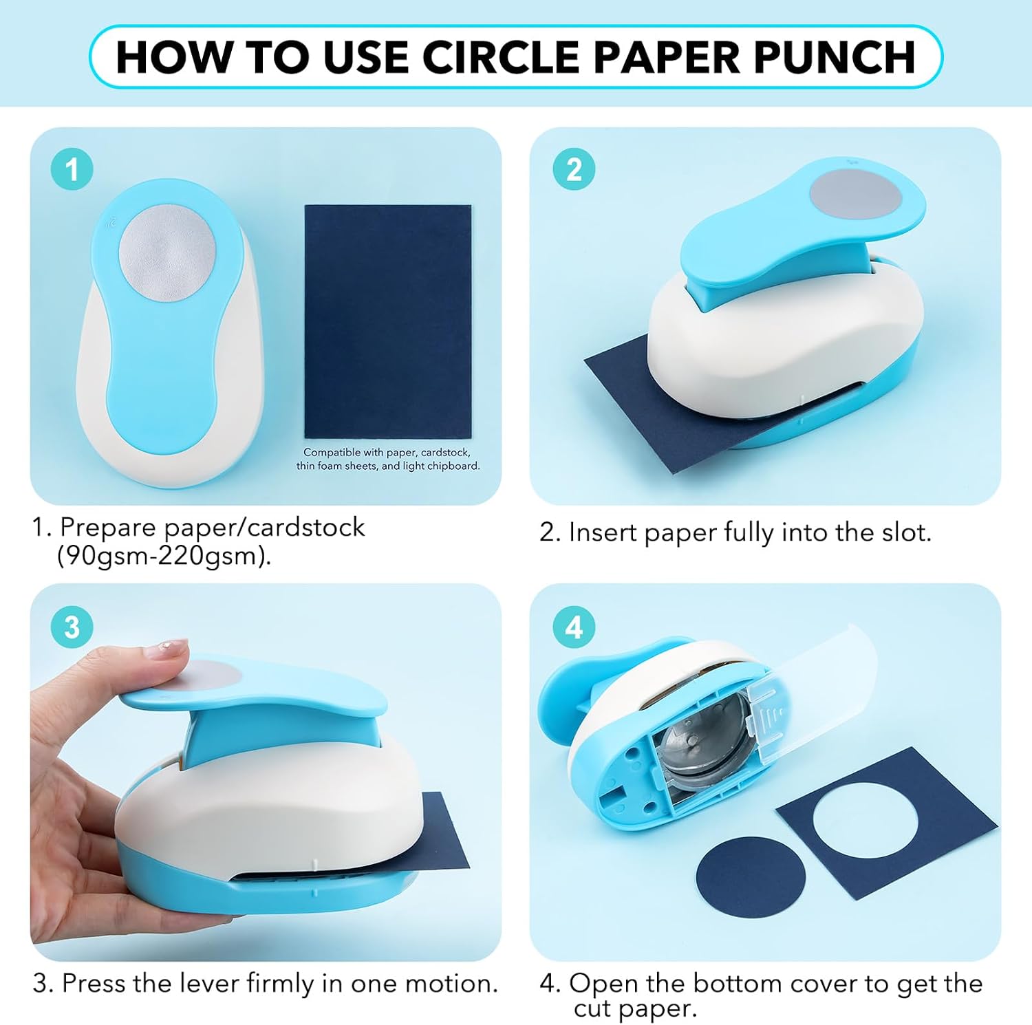 Briartw 6-Size Circle Paper Punch Set (0.3" to 3") | Complete Craft Punch Kit with Large 3" Circle | Lever Action Hole Punchers for Scrapbooking, Card Making, DIY Projects & Gift Tags
