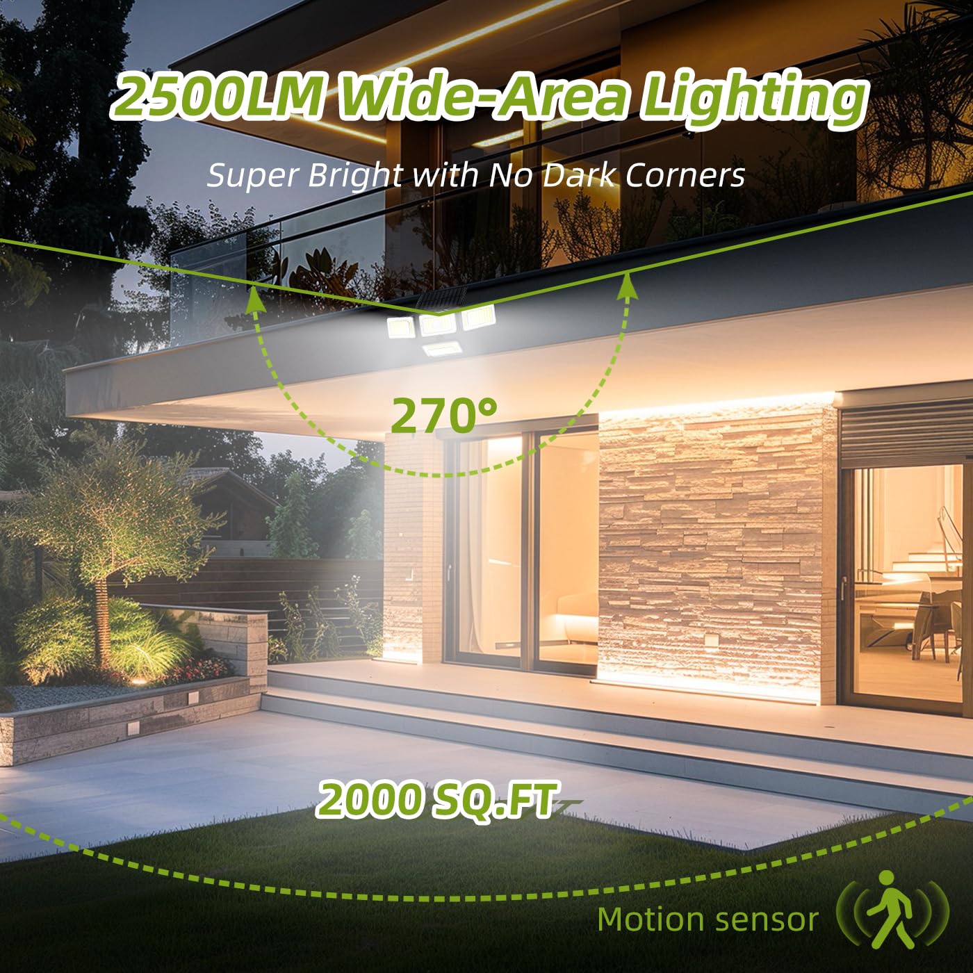 YACAISI Solar Lights Outdoor, LED 2800LM Solar Motion Sensor Outdside Lighting with Remote Control - Image 4