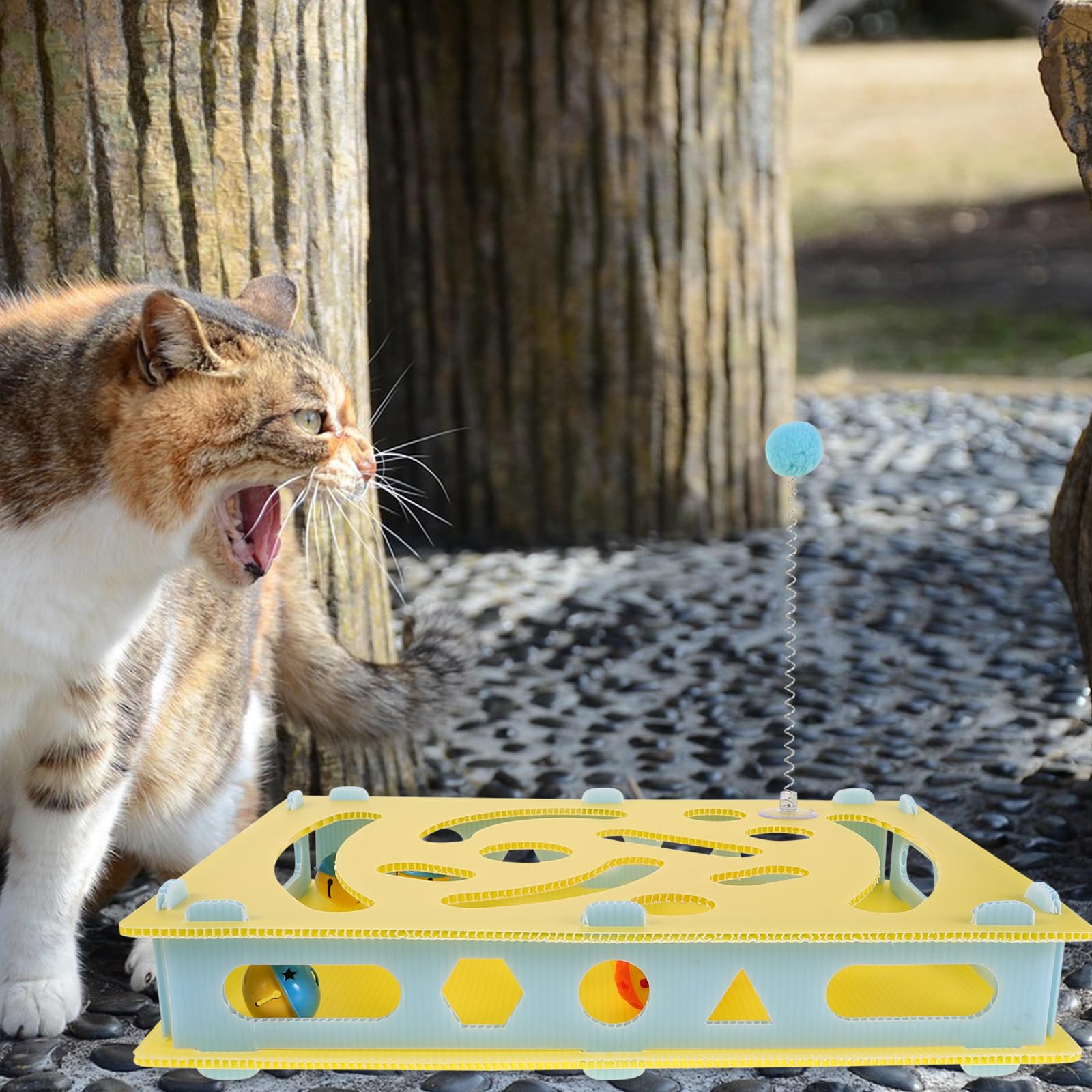 BESTonZON Gioco Interattivo per Gatti Labirinto Distributore di Cibo e Dolcetti Puzzle Giocattoli di Arricchimento per Alimentazione Lenta Supporto per attività Fisiche e Stimolazione Mental