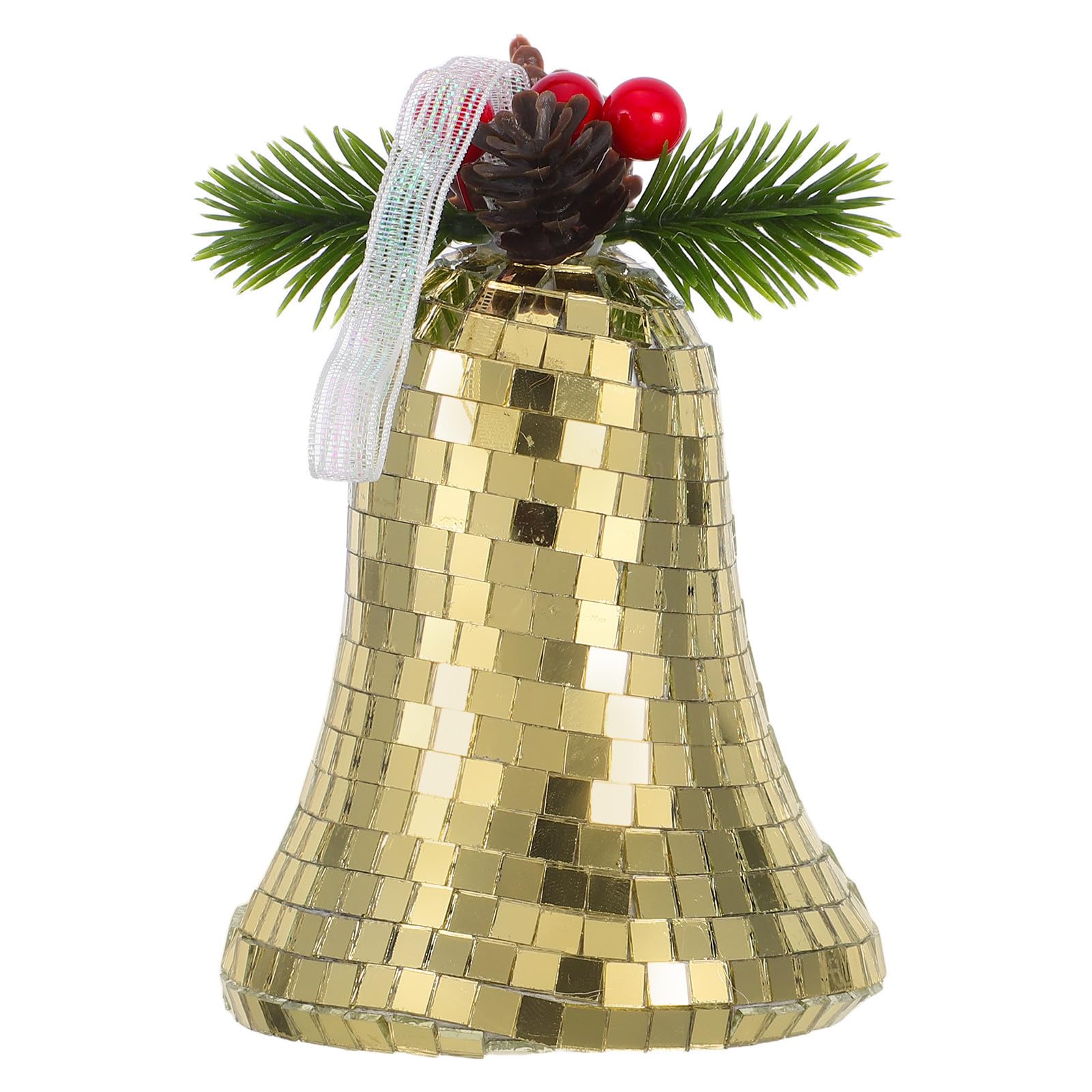 Toyvian 5 Piezas Adorno de Campana de Cristal Reflectante Dorado para Árbol