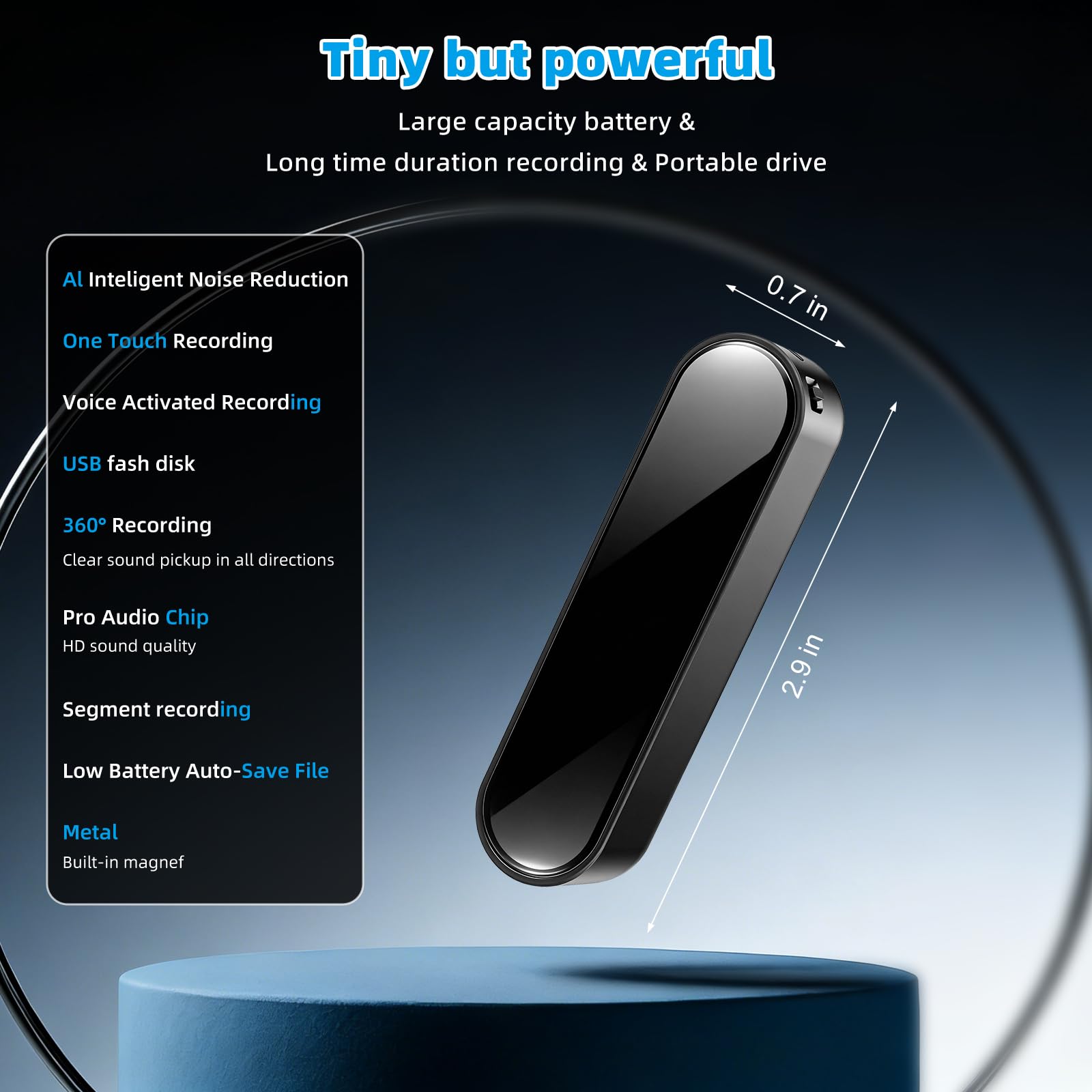 Grabadora de Voz, Tiempo de grabación Continua de 40 días, grabadora de Voz espia activada por Voz Digital, microdispositivo grabación de 128GB, Grabadora Audio Recargable USB grabadora