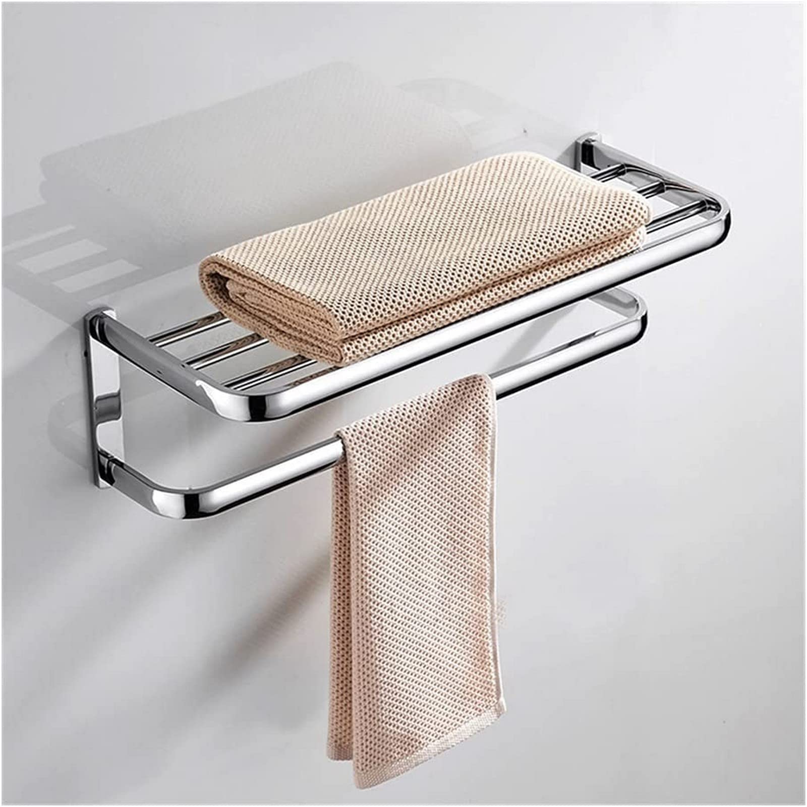 GONMDOPY Towel Rail,Bathroom Towel Rail Shelf, Brass White Black Bath Towels Rack Storage, Wall Mounted Clothes for Kitchen Bathroom Decor/Chrome