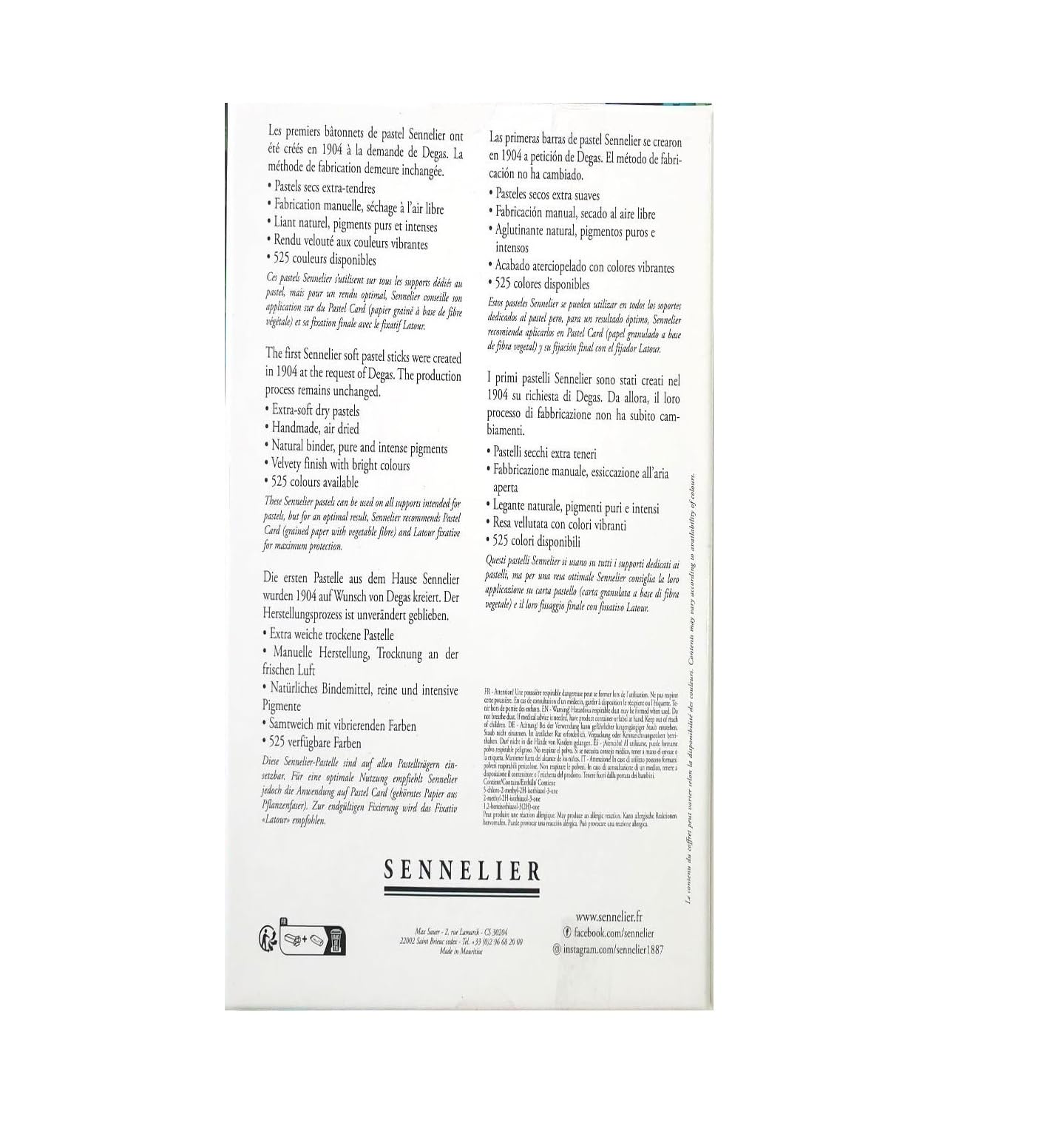 Sennelier ensemble de Pastel secs 12 demi pastels. pastels tendres - La Mer et Le Ciel + 1 Estompe