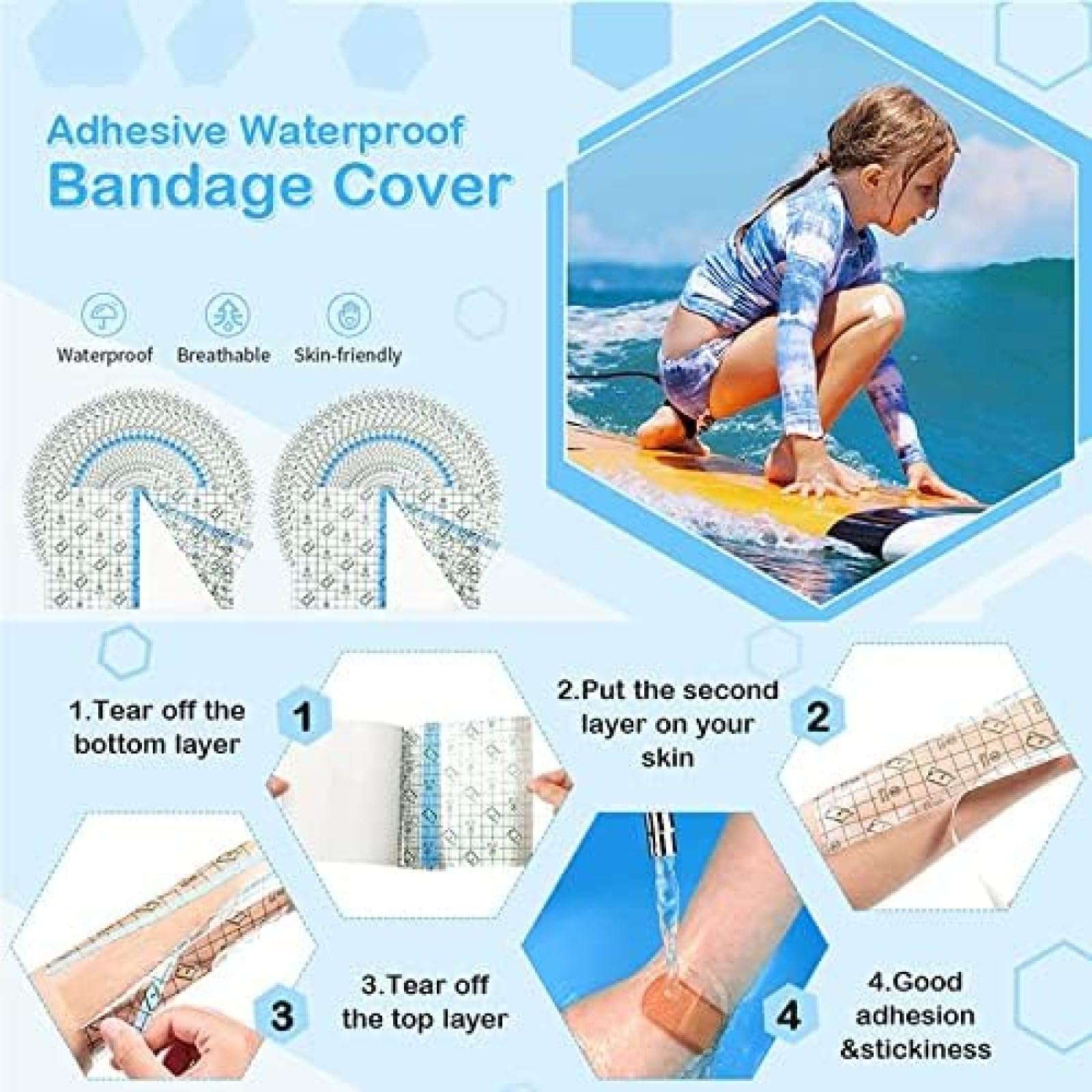 Peritonealdialyse-Duschschutz, Pu-transparenter wasserdichter Membranverband, wasserdichte Duschabdeckung für den Dialyseanschluss, Klebeband zum Baden, 50 Stück