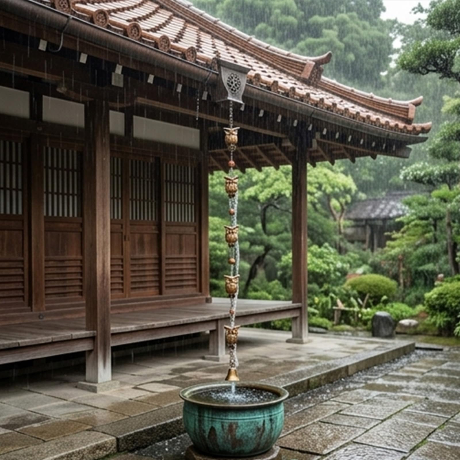 Catena per grondaia, Ricambio Funzionale per pluviali in Ferro, Catena per Raccolta ' Acqua piovana, Decorazione per Giardino Esterno, in Alluminio, Rettangolare