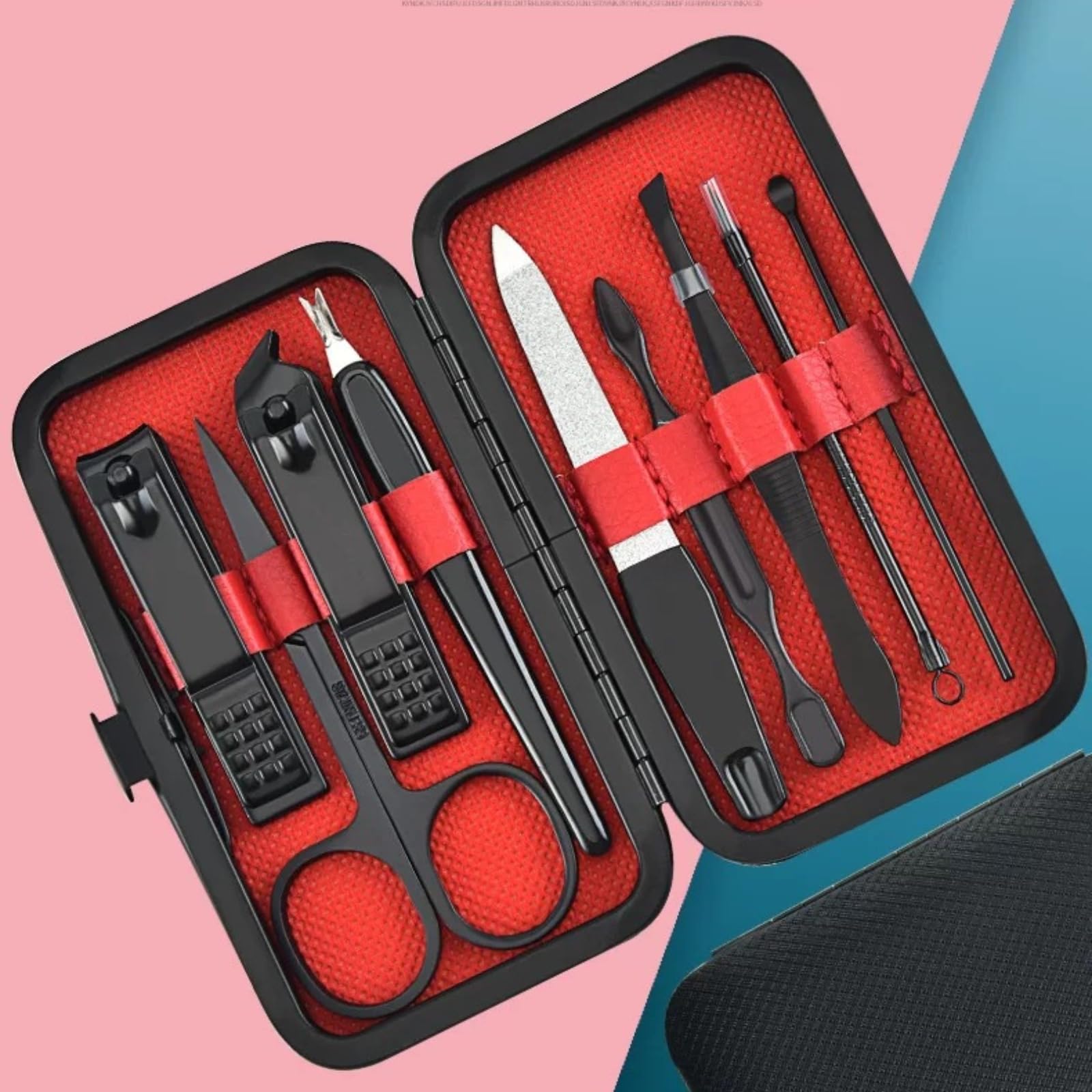 9-in-1 Manicure Set for Men Women Stainless Steel Nail Clippers Grooming Kit with Travel Case Portable Nail Care