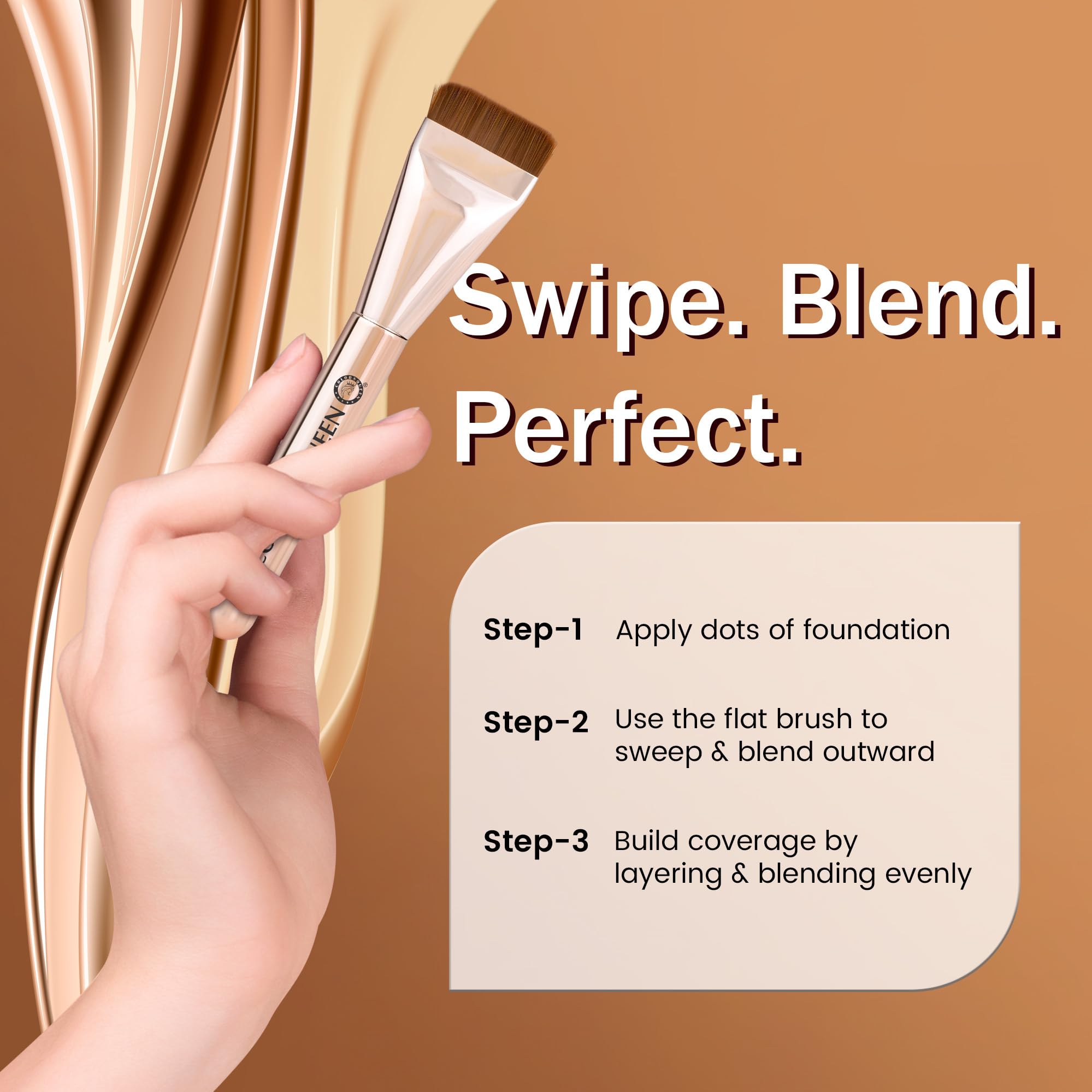 Colors Queen Ultra Thin Flat Foundation Makeup Brush for Glass Skin for Blending Liquid & Cream Foundation | High Density Bristles for Streak Free Application - Image 4 thumbnail
