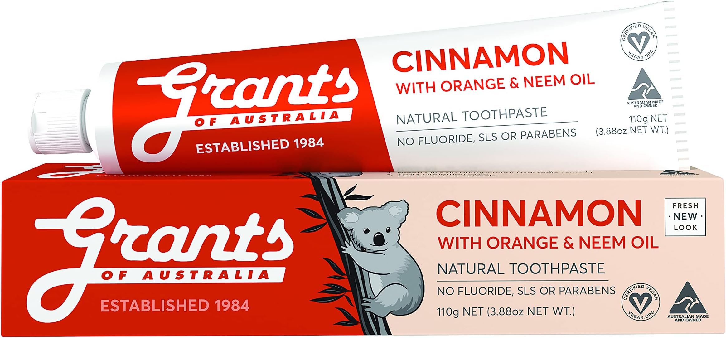 Grant's Of Australia Herbal and Mineral Toothpaste, Cinnamon Zest, 3.85 Ounce
