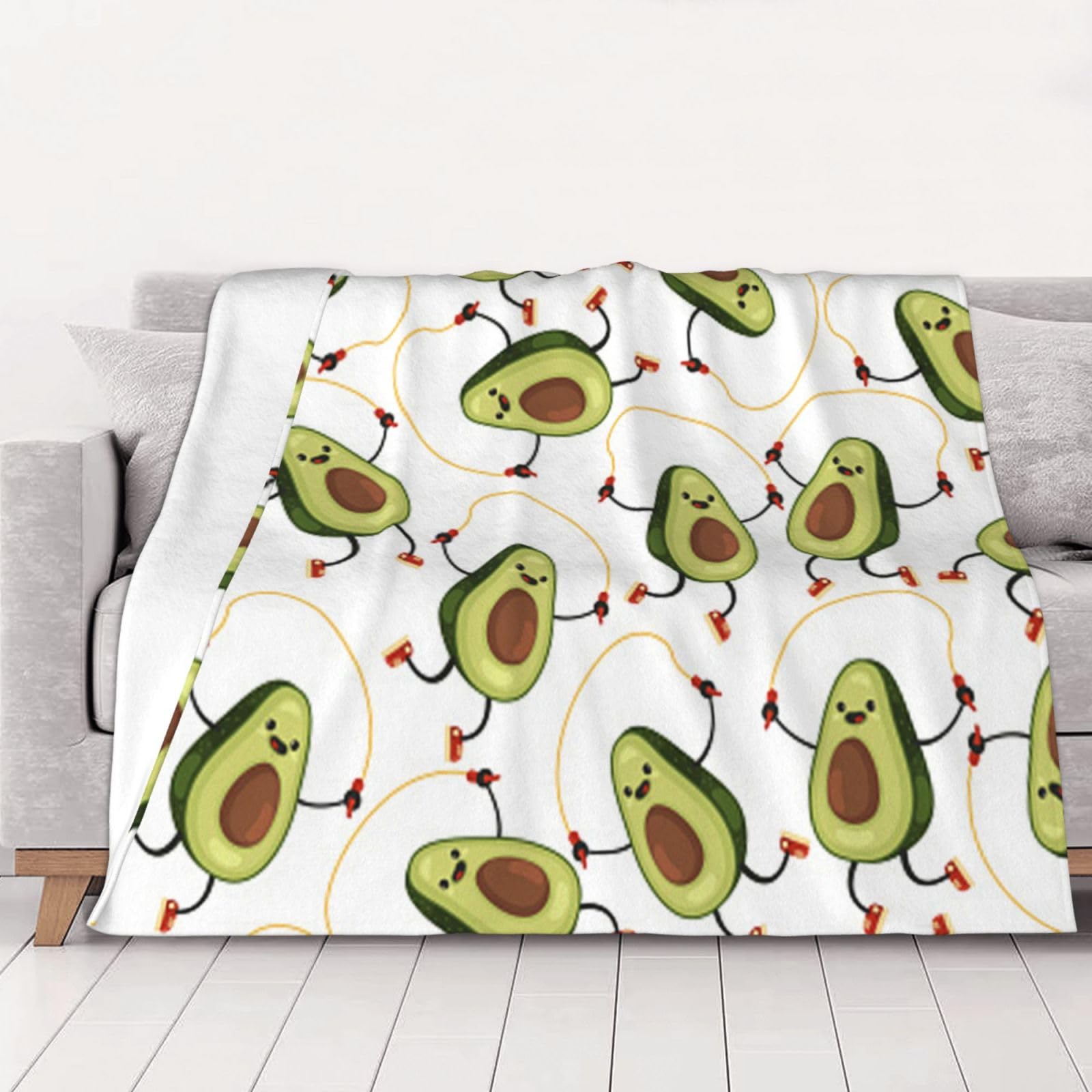 Couverture en flanelle motif avocat 200x150 cm pour lit et canapé