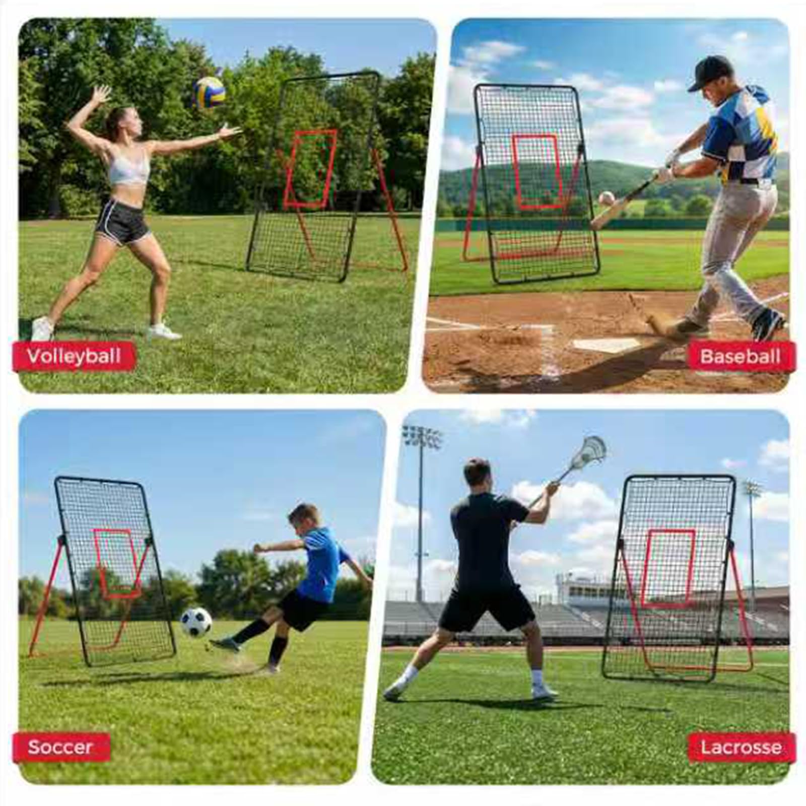 GarveeLife Rete da pallavolo, 213 x 121 cm, regolabile, con zona di rimbalzo, per pallavolo, lacrosse, baseball, pallavolo, per giardino, cortile, esercizi sportivi