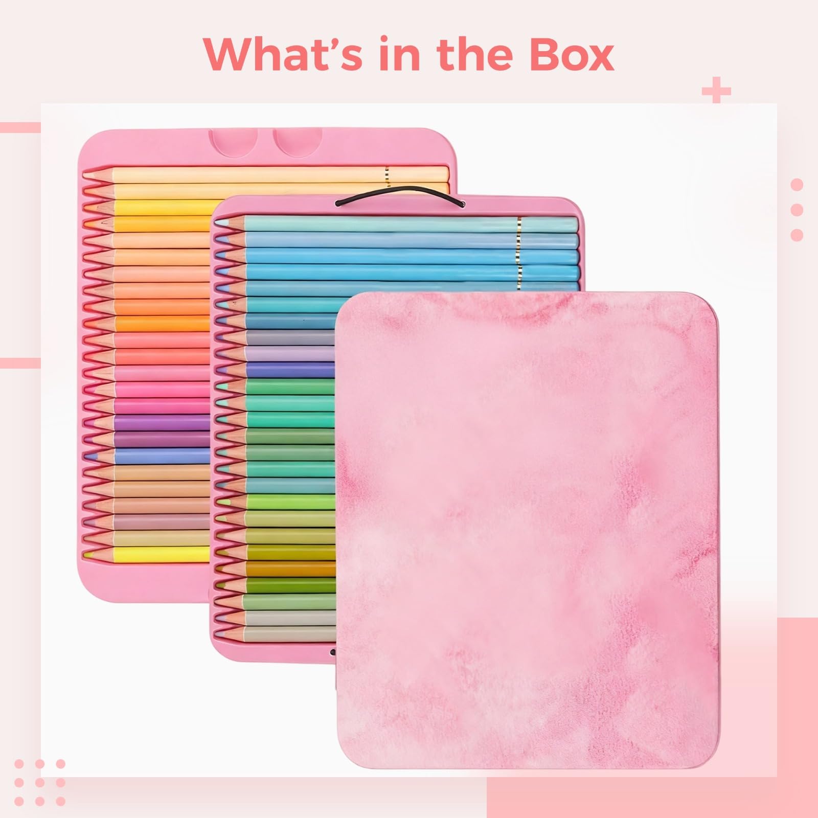 Generisch 50 Stk. Macaron-Buntstifte, Pastellset für Künstler, weiche und geschmeidige Mine für Ausmalbilder für Erwachsene, kräftige Farben, tragbare Blechbox zum Zeichnen und Malen