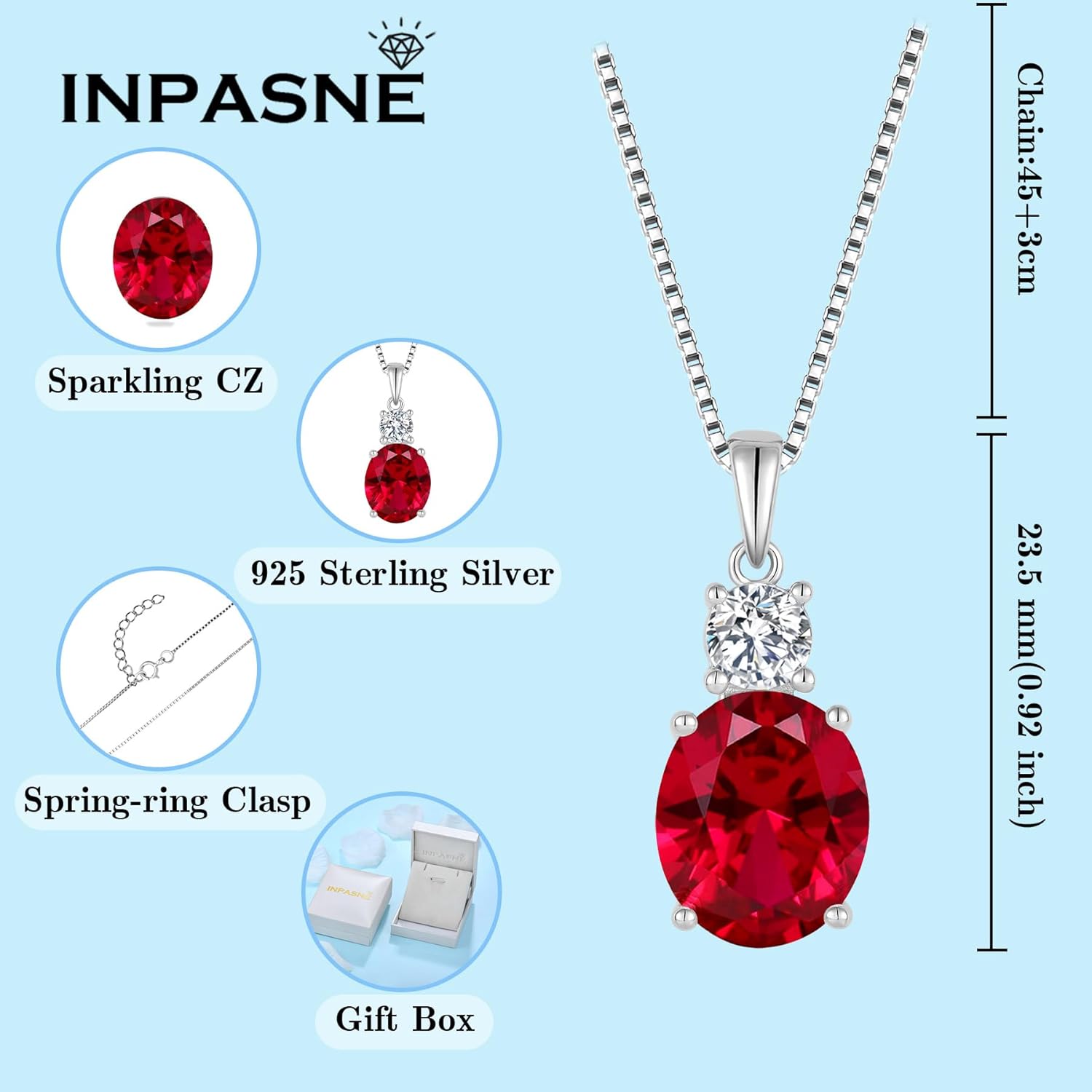Ruby Jewelry Set for Women 925 Sterling Silver Oval Cut Necklace Dangle Drop Leverback Earrings July Birthstone Jewelry for Her - Image 5