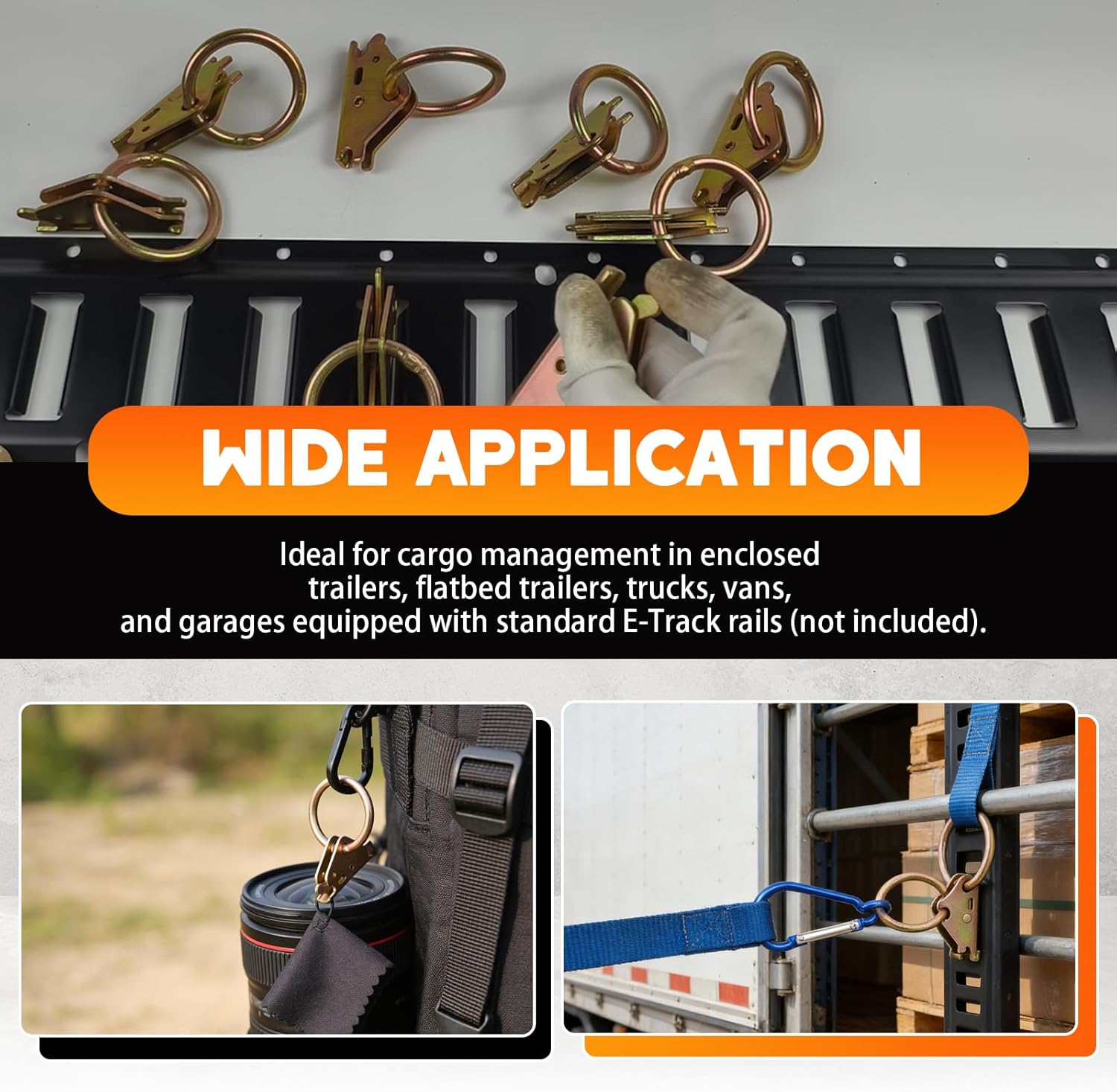 20PCS Heavy Duty E-Track O Ring Tie-Down Anchors | Steel E Track Tie Down Anchors to Secure Cargo in Enclosed/Flatbed Trailers, Trucks, Pickup, Vans, E-Track Tie Down O Ring