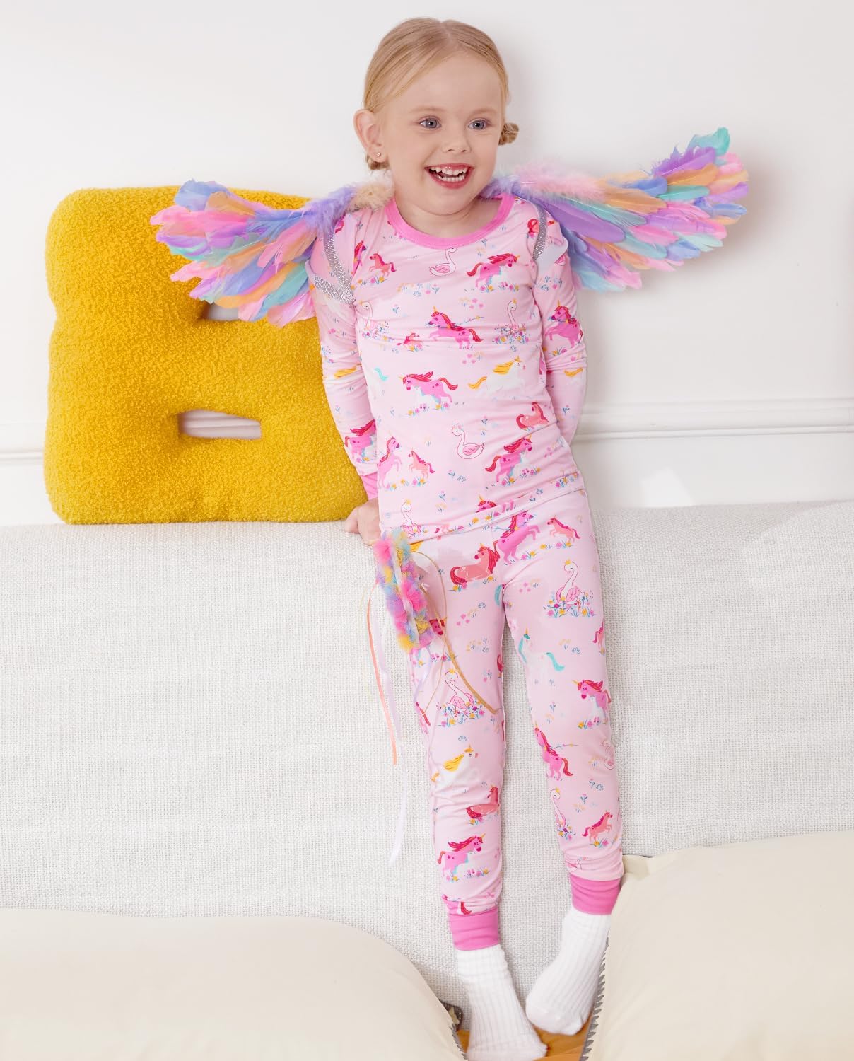 Bamboo Viscose Toddler Girls Kids Pajama Sets 12M-8Y Snug fit Long-Sleeve Softness Sleepwear Pjs 2pcs Jammies - Image 2