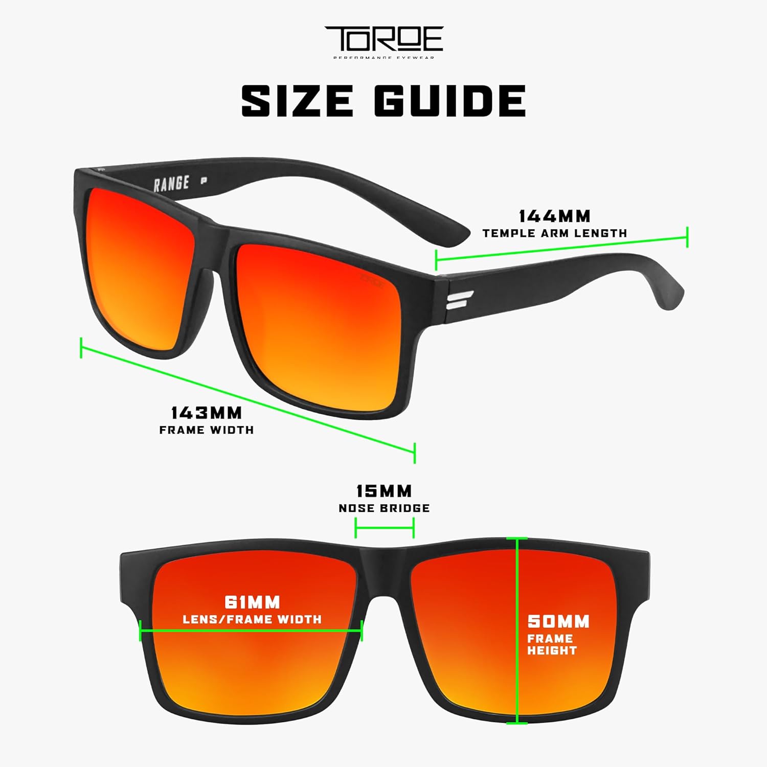 TOROE Classic RANGE TR90 Frame Polarized Unbreakable Sunglasses with Hydrophobic Coated Polycarbonate AR Lenses - Image 6