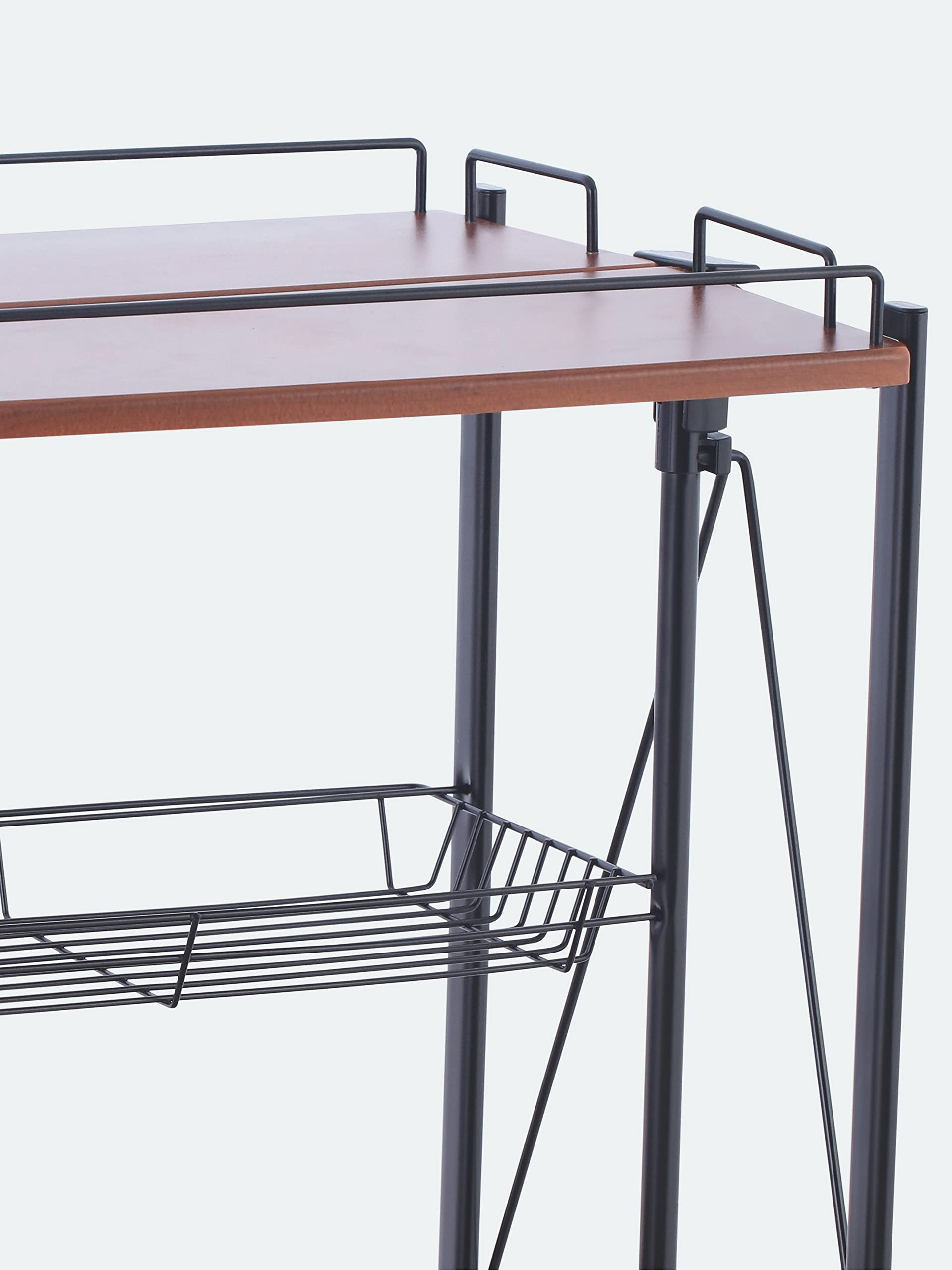 Spread Spain Foldable Wooden Service Trolley - Portable and Stylish Multipurpose Cart for Home and Hospitality - Teak 3