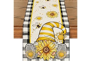 Artoid Mode Gnome Kitchen Decor Buffalo Plaid Sunflower Gnomes Runner