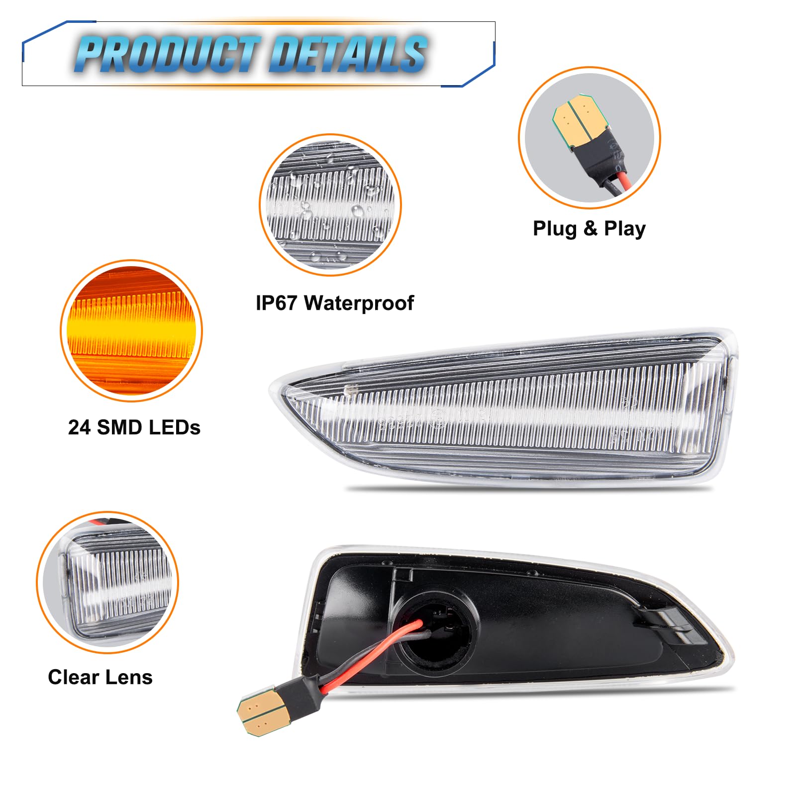 POPMOTORZ Frecce Laterali LED Per Opel Astra J/K, Zafira C, Insignia B, Grandland X – 2 Pezzi Canbus