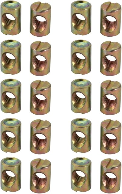 sourcingmap 20pcs M8 Thread 18mm Length Iron Slotted Drive Cross Dowel Barrel Nut