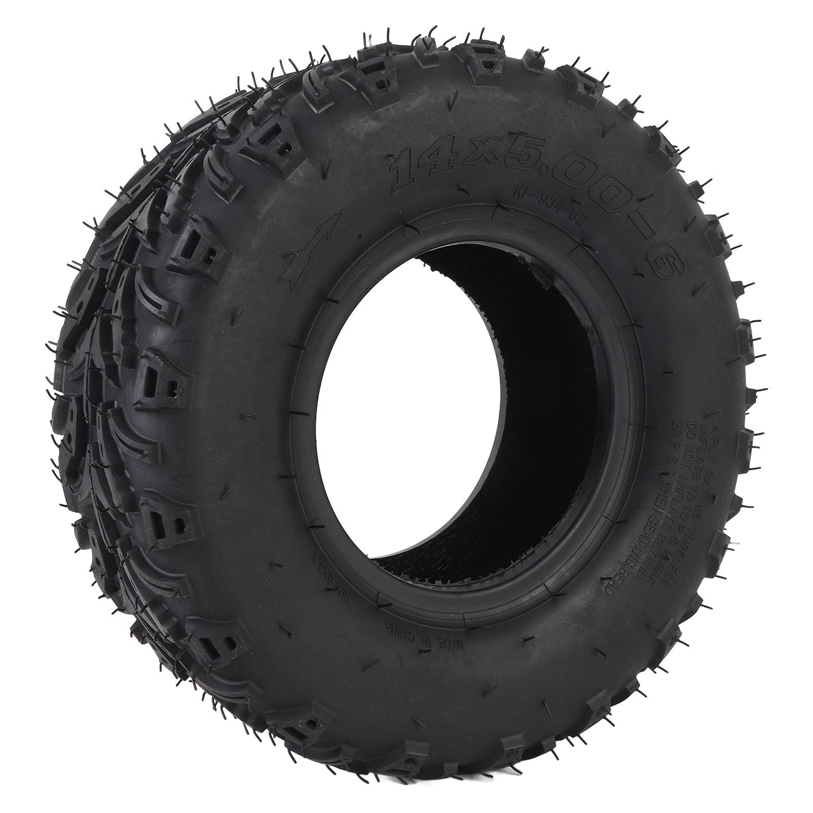 Ensemble Roue Tout-Terrain 14x5.00-6, Pneu et Jante en Caoutchouc Sans Chambre à Air, pour Quad, Kart, Véhicule de Loisir ou Utilitaire 6 Pouces