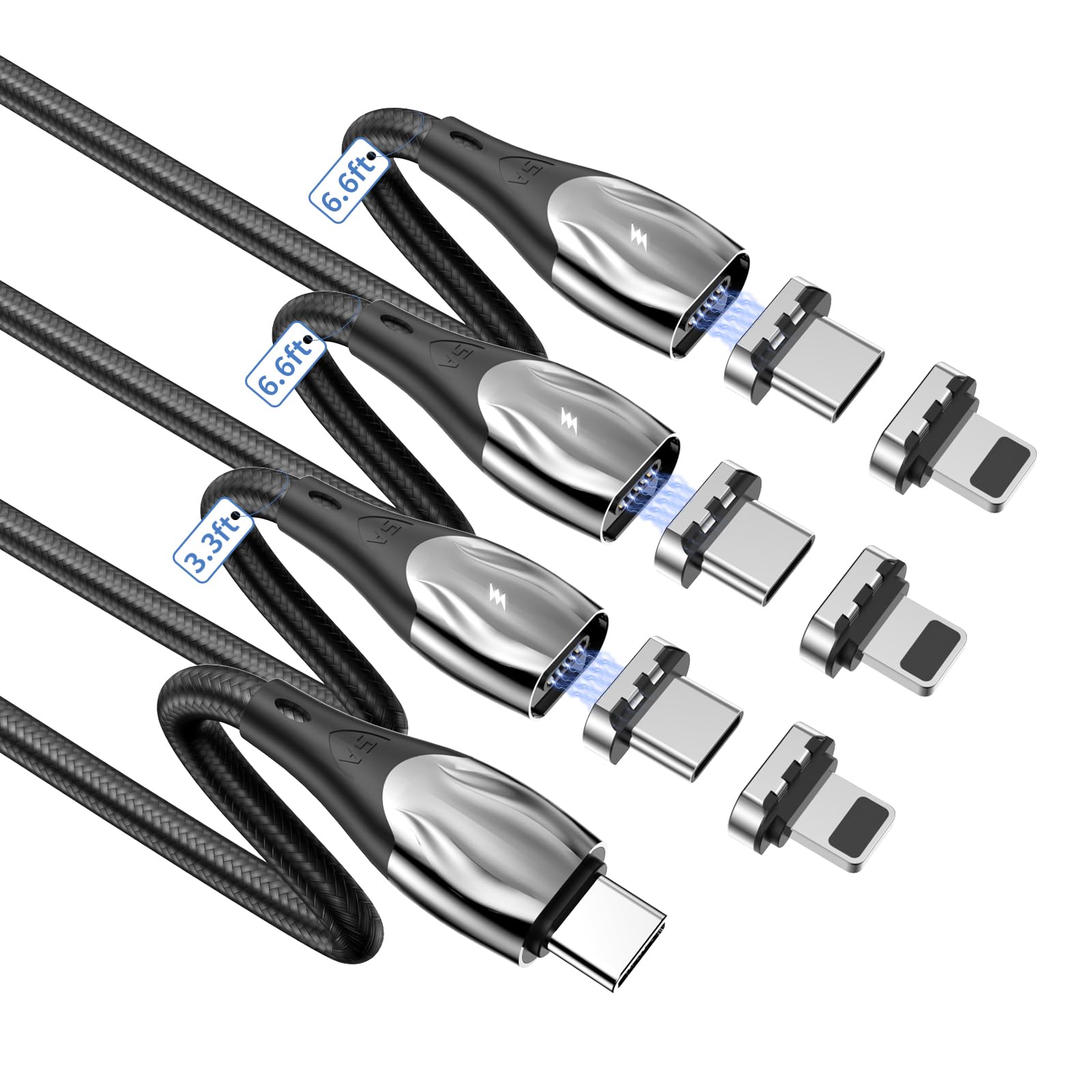 CNakdDG 100W Magnetic Charging Cable,Magnetic Right Angle USB C Cable,480Mbps Data Transfer,5A Fast Charging,Compatible with USB C Device (3, Black 5a
