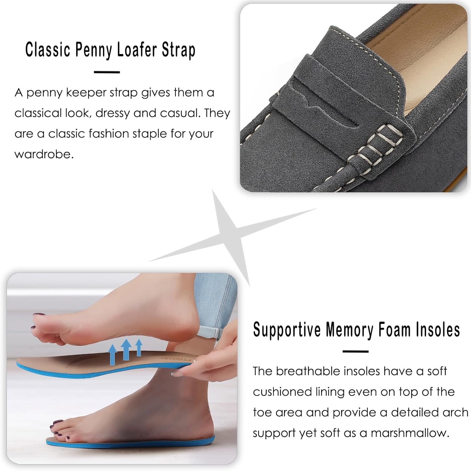 KORDAL Women's Comfortable & Lightweight Suede Leather Penny Loafers Slip-Ons Cute Business Casual Dress Shoes Work Office Flats Everyday Walking Shoes Driving Mocs for Women - Image 6