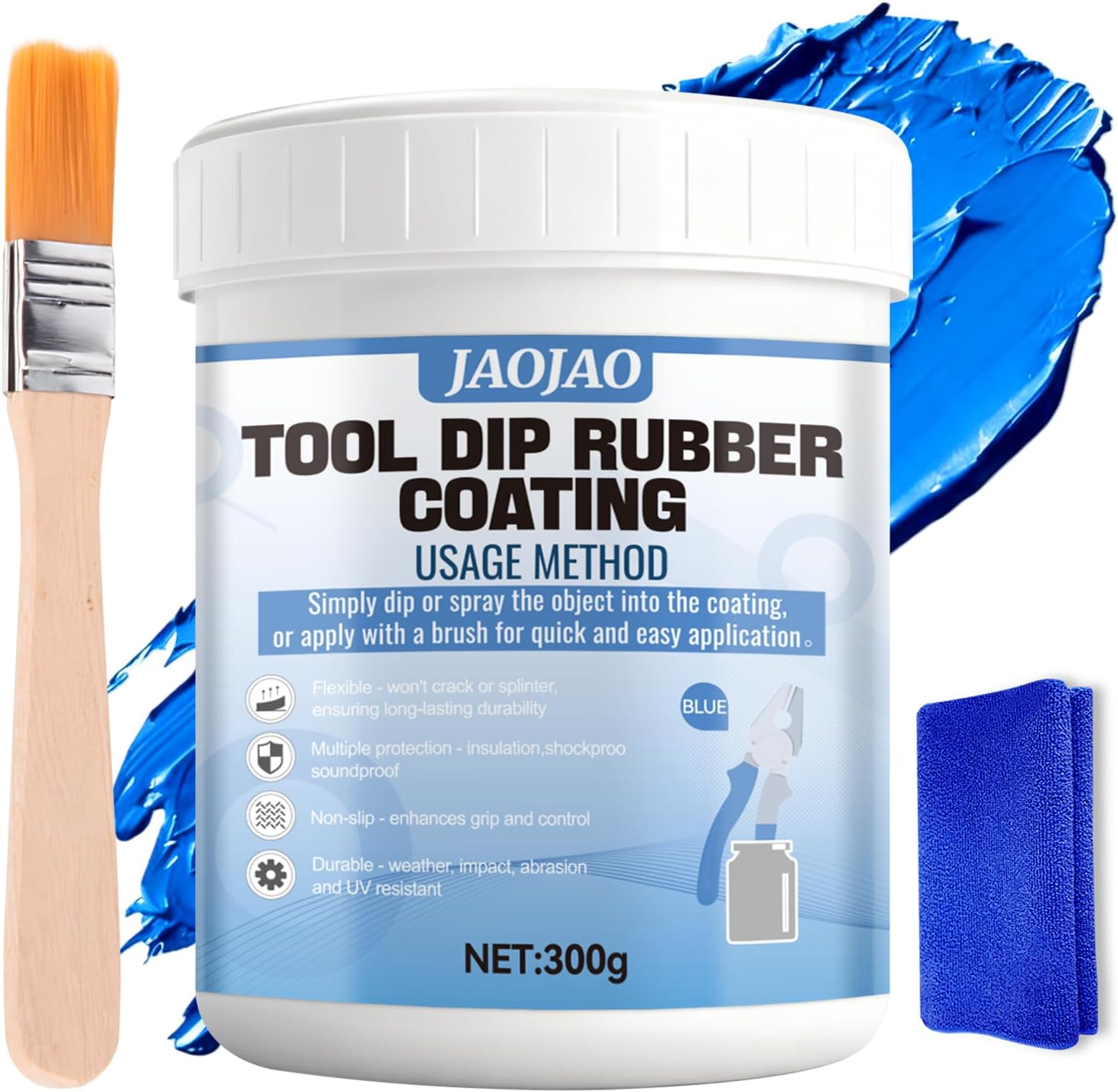 JAOJAO 10.6OZ Tool Handle Dip Coating, Plastic Dip Blue Liquid Rubber Peelable Insulation Non-Slip Protection for Tools, Pliers, Wrenches