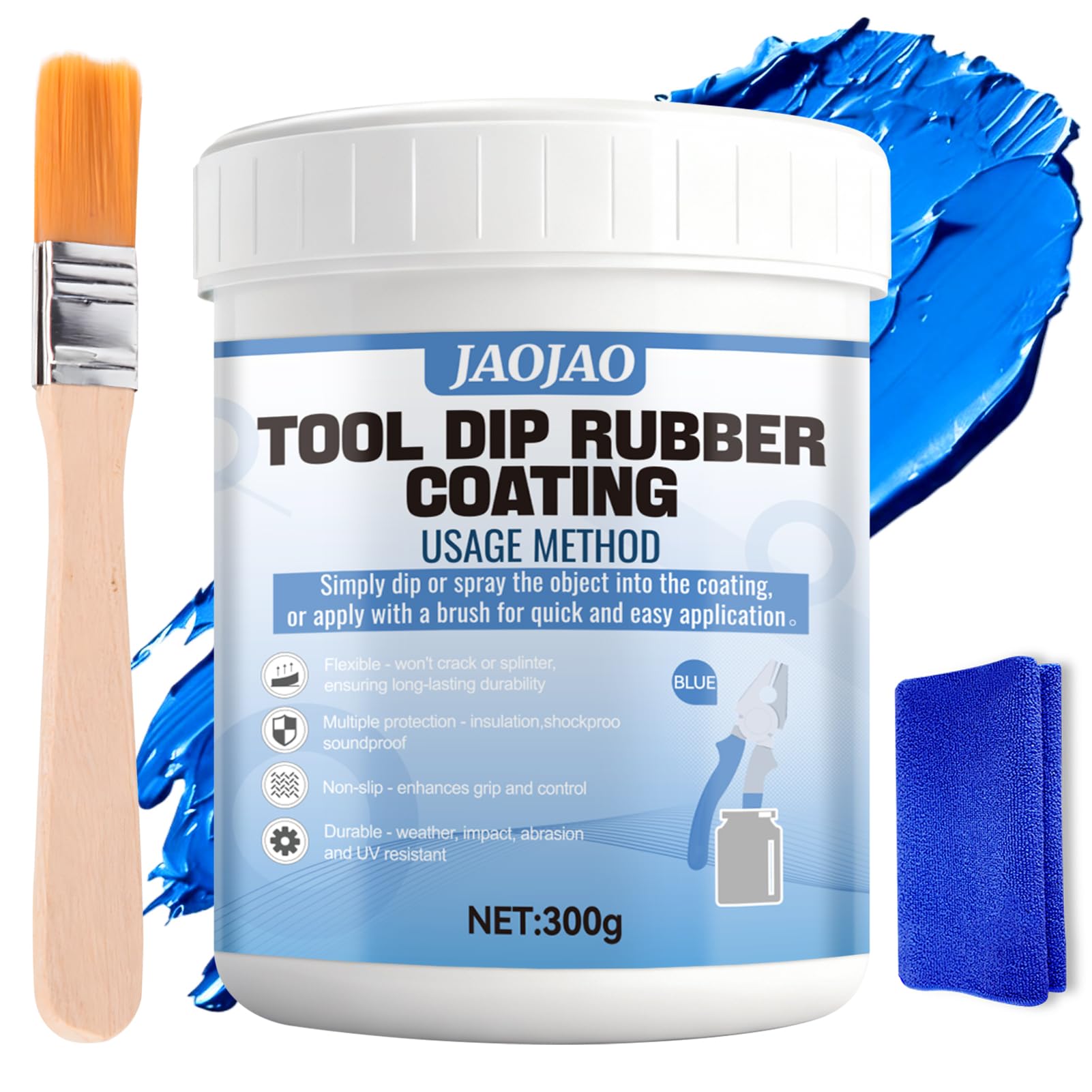 - 10.6OZ Tool Handle Dip Coating, Plastic Dip Blue Liquid Rubber Peelable Insulation Non-Slip Protection for Tools, Pliers, Wrenches