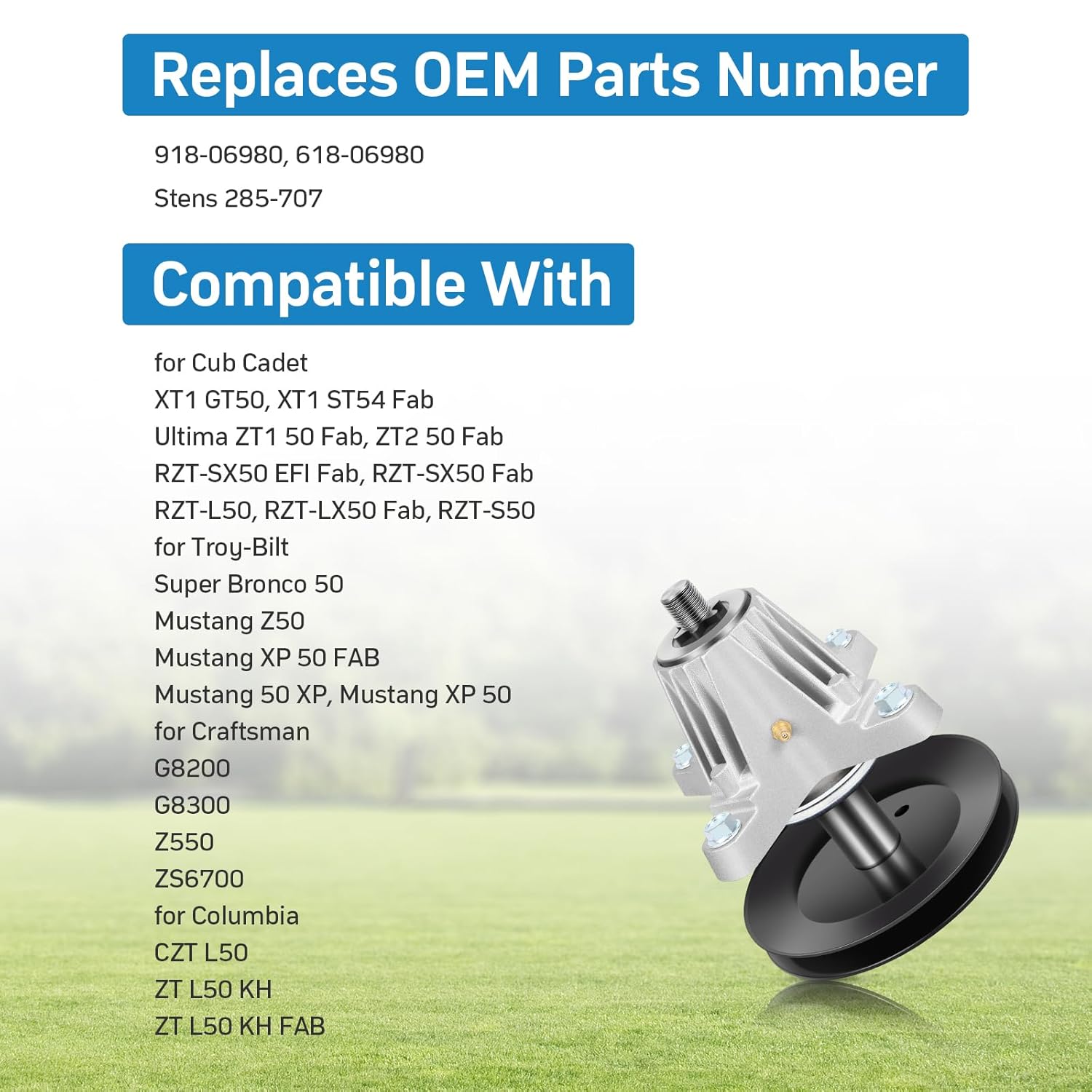 Lawn Mower Spindle Replacement Part Number 918-06980 618-06980 for Troy-Bilt XP Mustang 50 Cub Cadet ZT2 50 Craftsman Z550 Columbia ZT L50 KH FAB Lawn Tractors Mandrel Assembly,3 Pack