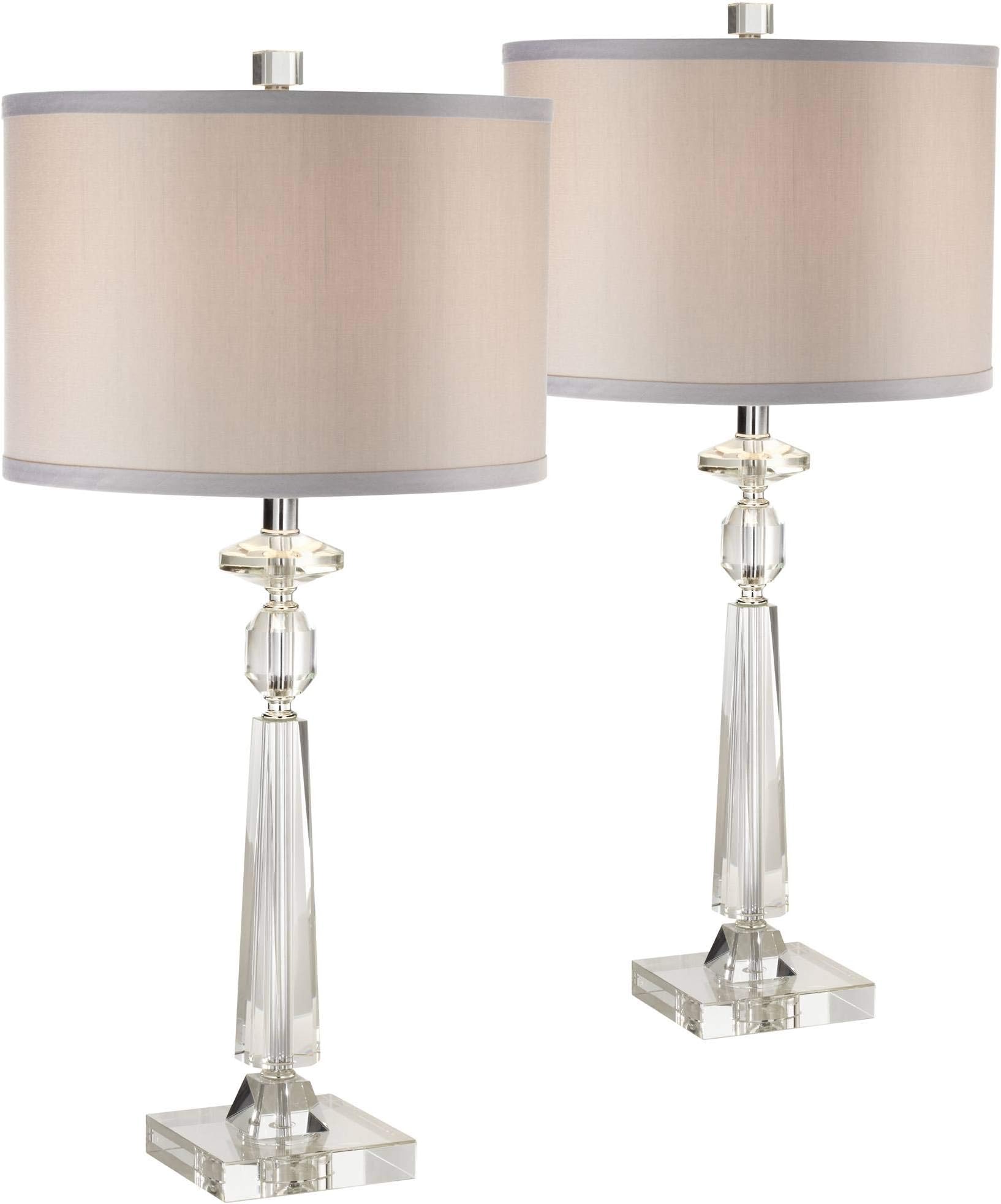 Vienna Full Spectrum Aline 27" Tall Geometric Modern Table Lamps Set of 2 Clear Crystal Living Room Bedroom Bedside Nightstand House Office Home Reading Kitchen Entryway Console Family Dining