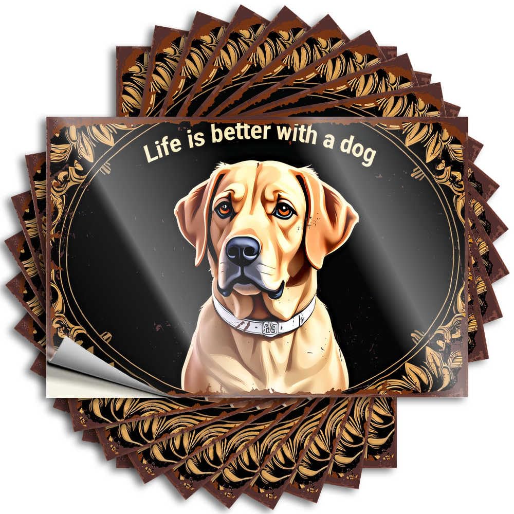 Tattoo - Inspirational Bottle Life is Better with A Dog: A Heartwarming Portrait for Football Outdoor Patio Decor(8X12CM)