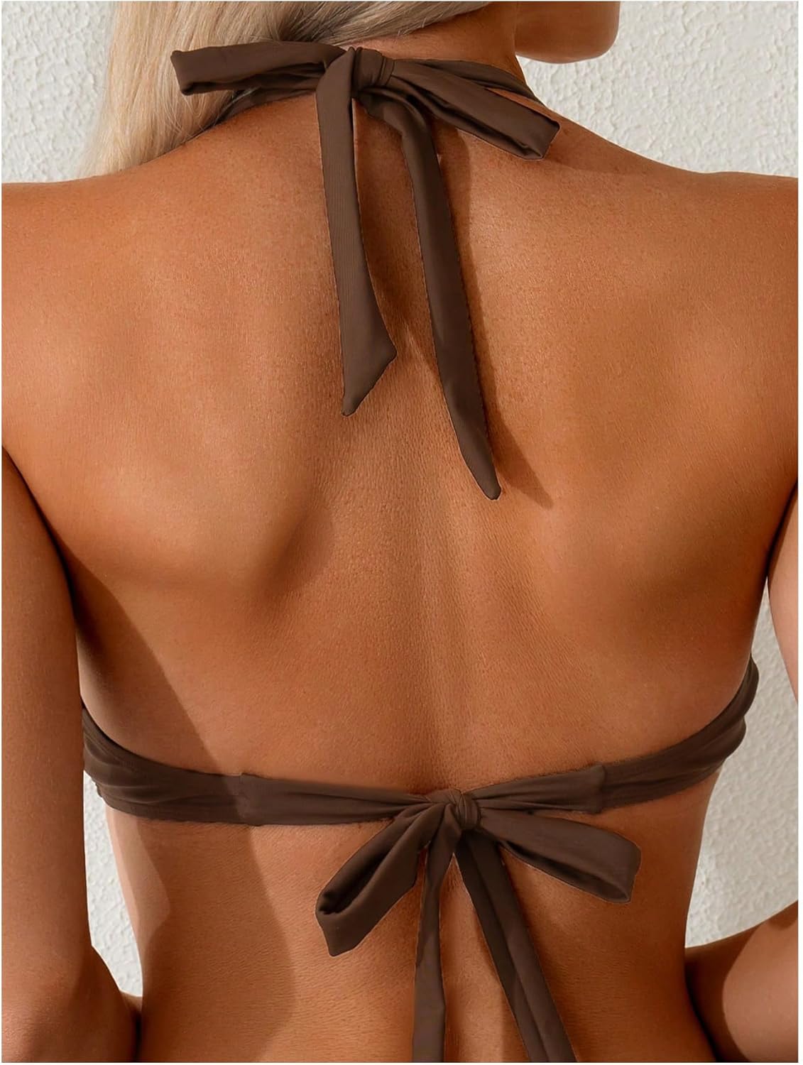 SHENHE Women's 3 Piece Swimsuits Deep V Halter Metal Ring High Cut Bikini Set with Cover Up Skirt