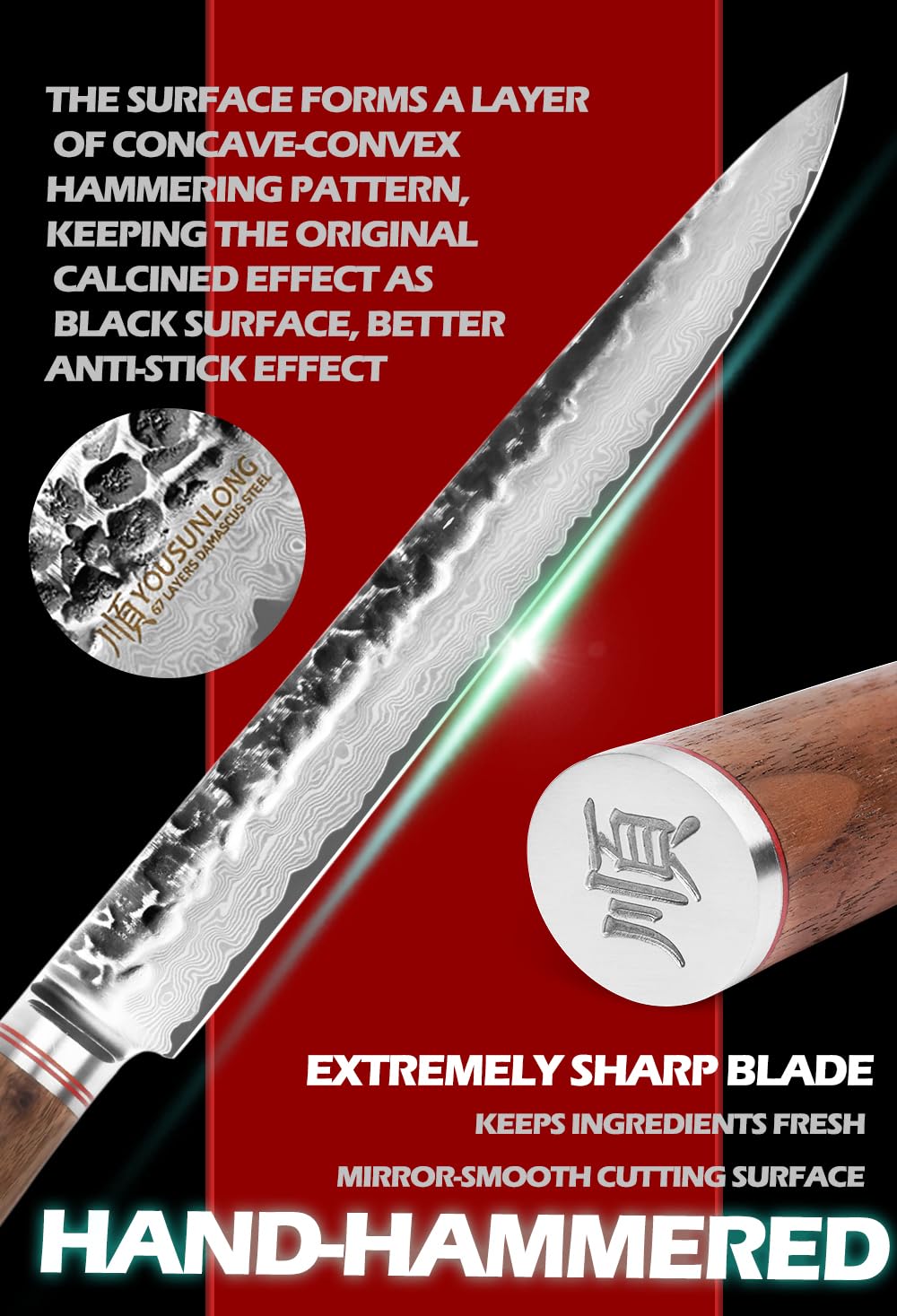 YOUSUNLONG 10" Carving Knife - Damascus Slicing for Meat & Fish — Amazon image 3
