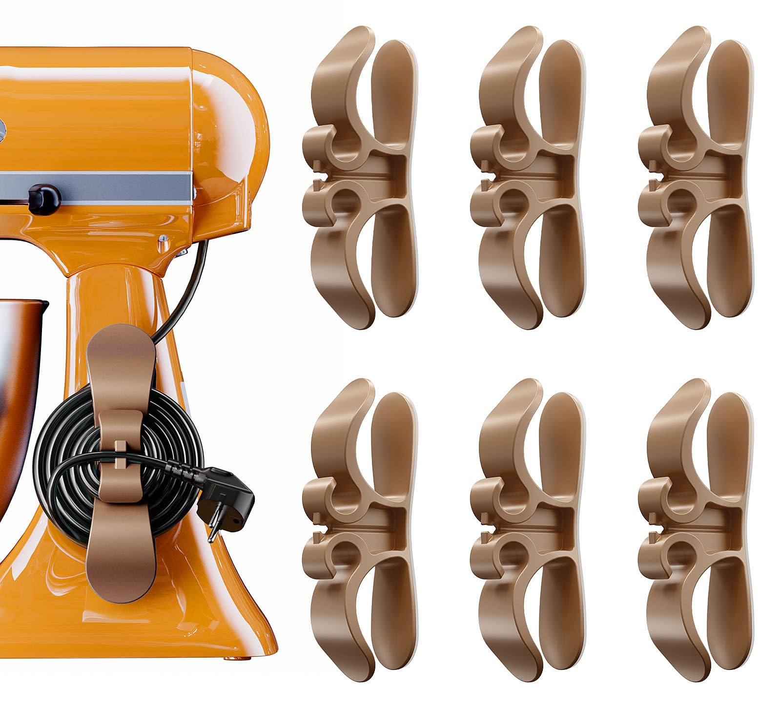 Cord Organizer for Appliances, 6 Pack Appliance Cord Organizer Stick On, Soft Rubber Appliance Cord Wrap with Strong Adhesive, Cord Holder for Kitchen Appliances, Perfect for Coffee Maker Air Fryer
