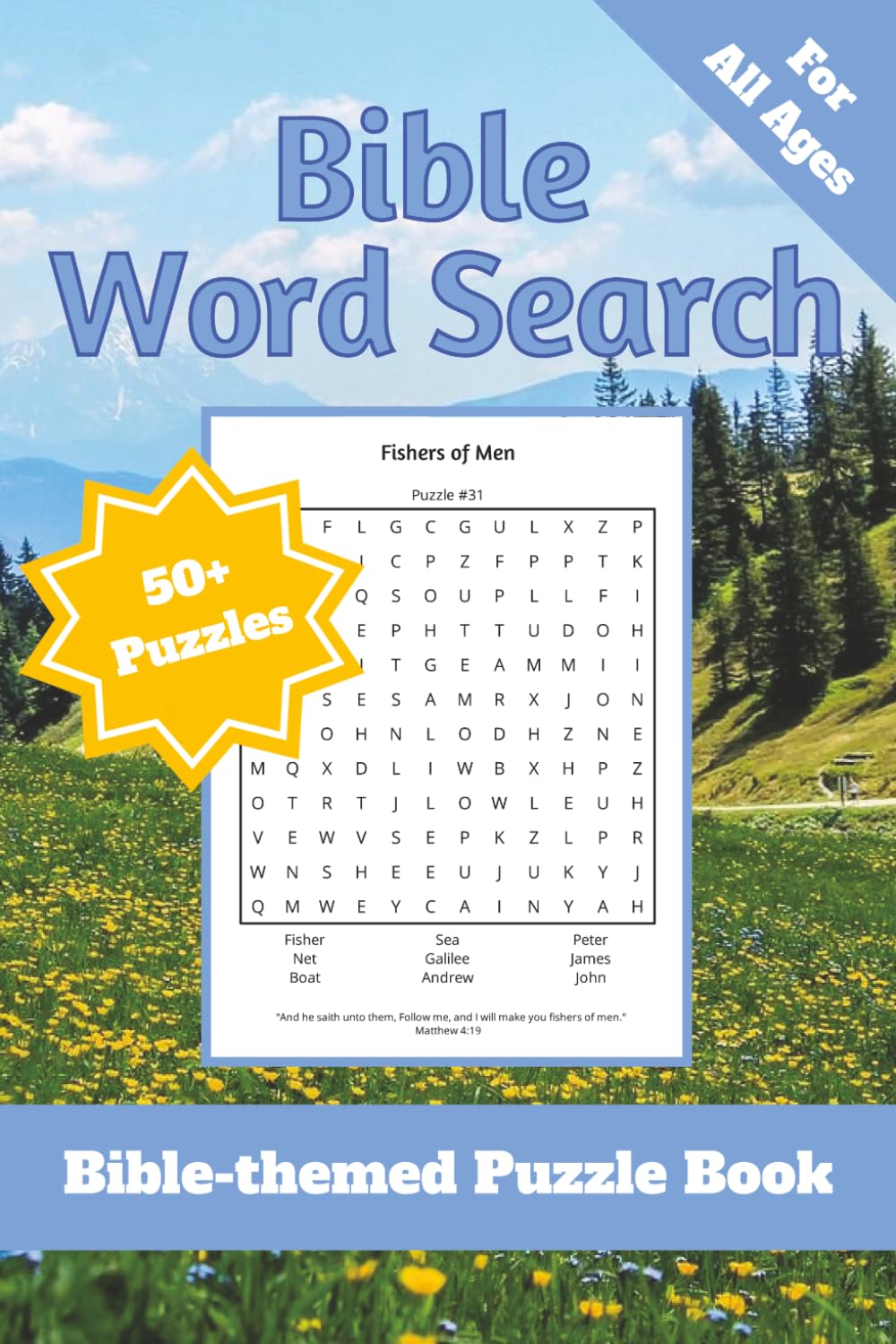 Bible Themed Word Search Puzzle Book: Old and New Testament Story Themed Puzzles | 50+ Puzzles | 6x9 Inches, 110 Pages | Solutions Included
