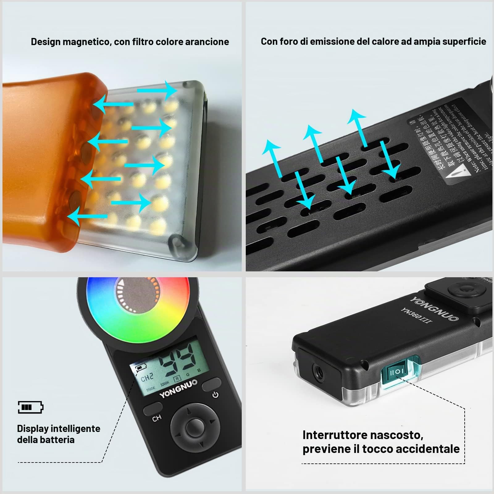 Yongnuo YN360 III – Luce video LED migliorata con temperatura di colore regolabile 3200 K-5600 K